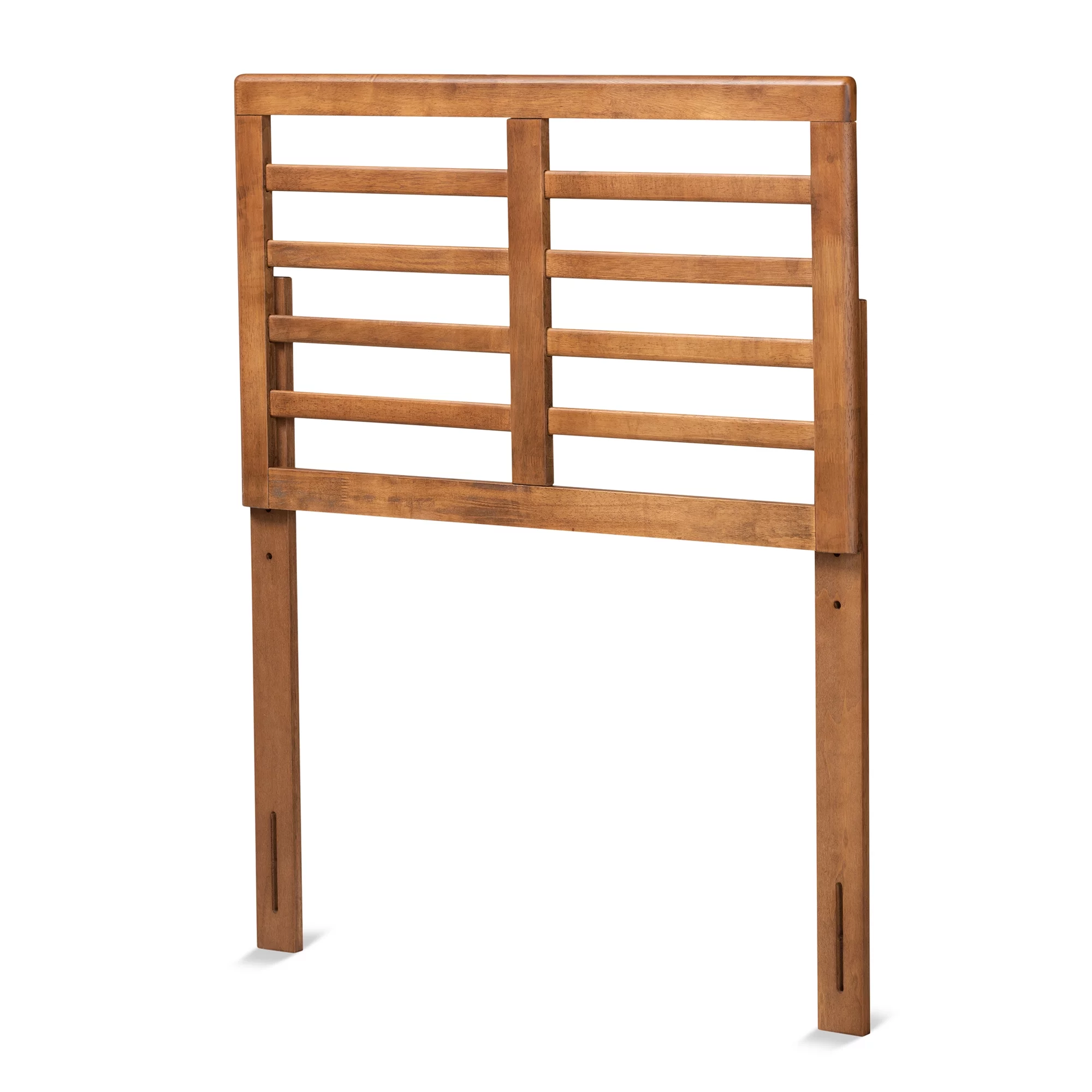 Baxton Studio Salome Mid-Century Slat Engineered Wood Headboard, Twin, Walnut Brown