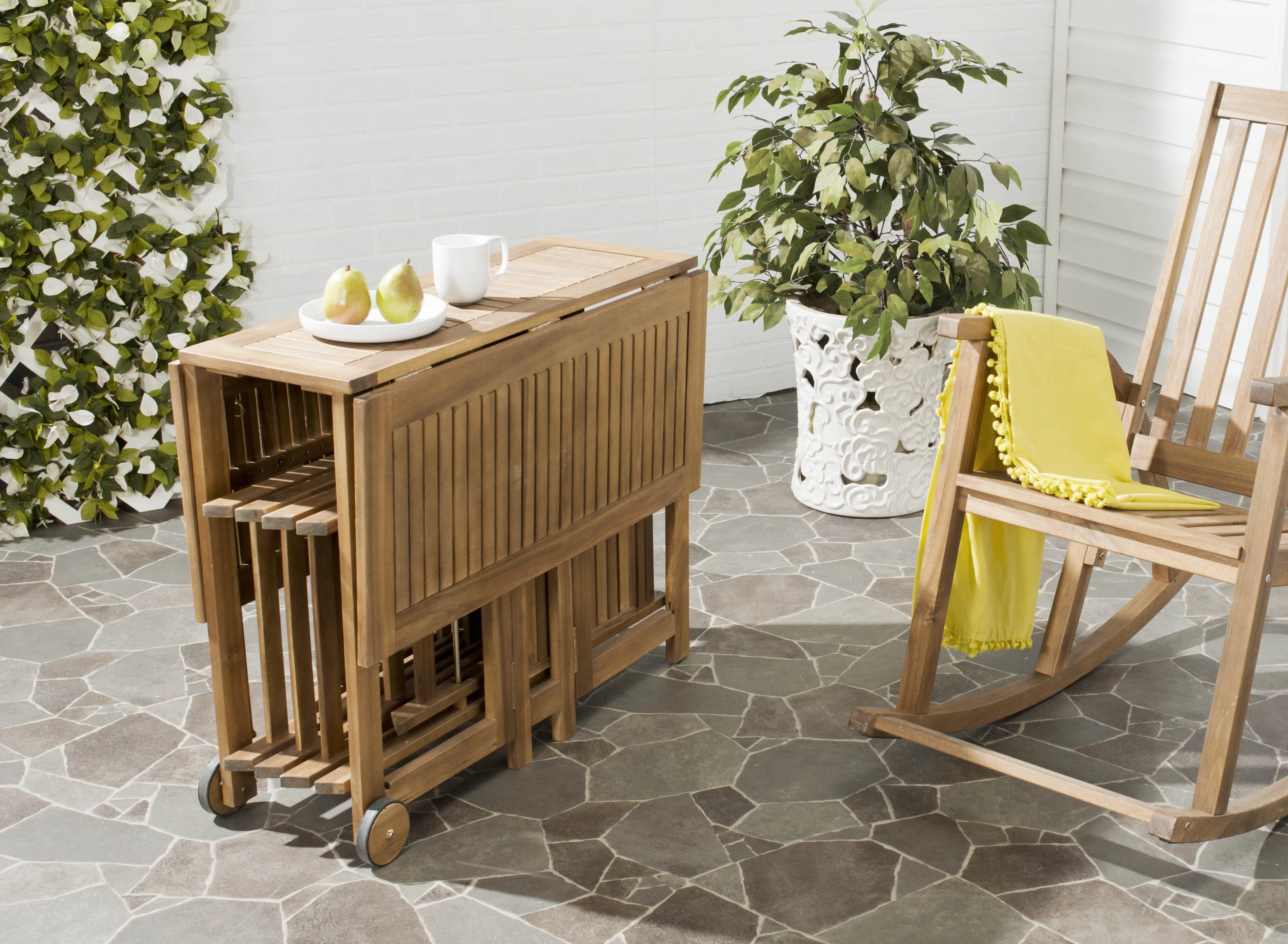 SAFAVIEH Outdoor Collection Arvin Table & 4 Chairs Natural