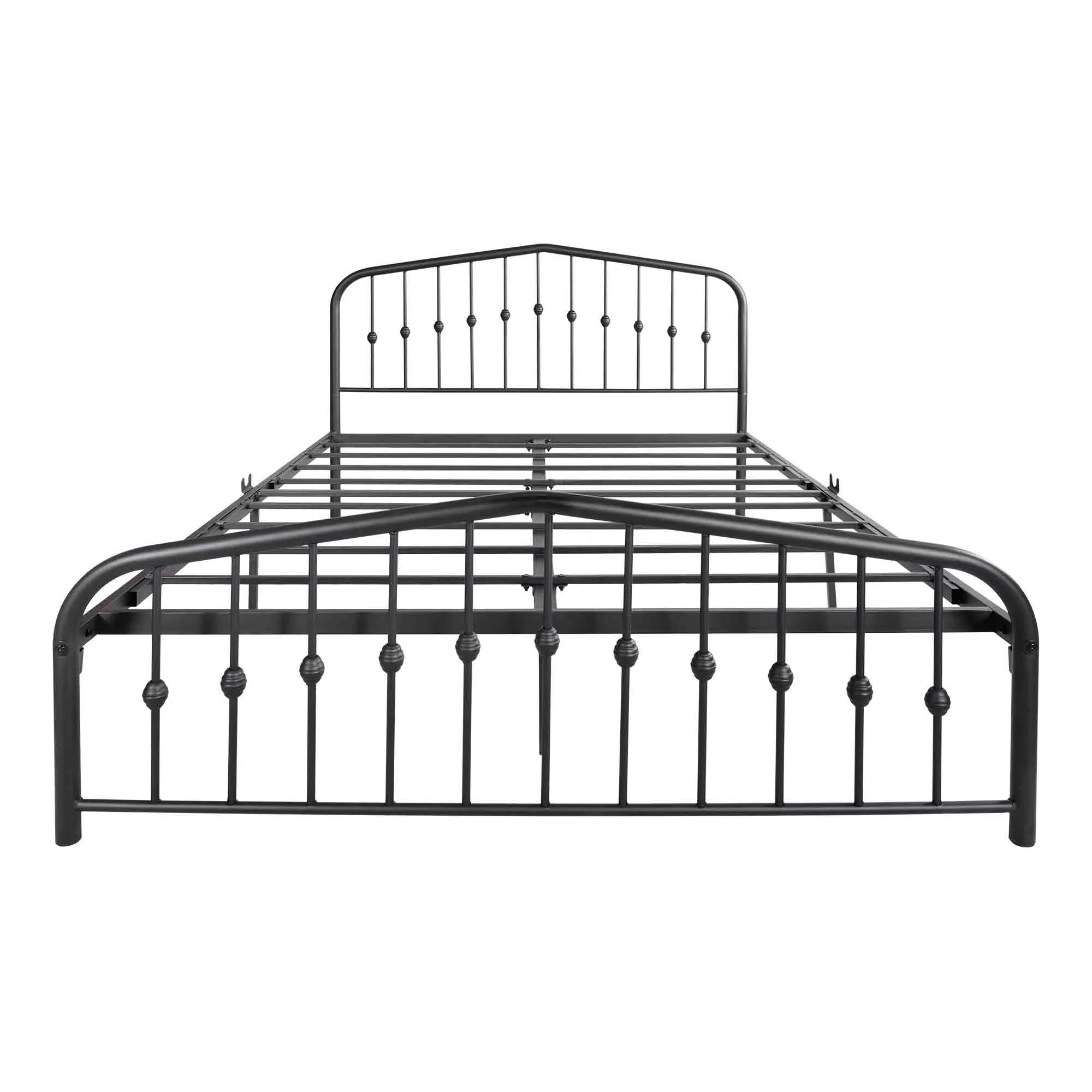 Large Metal Double Bed Frame with Storage with Headboard Footboard no Box Spring Needed,Black