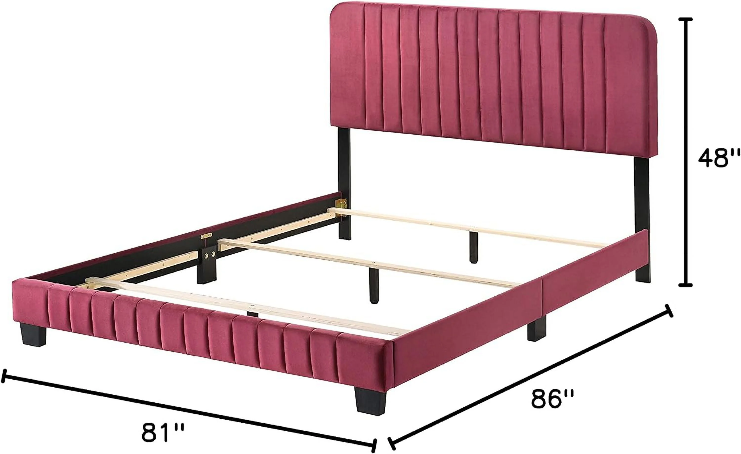 Lodi Velvet Upholstered King Bed In Cherry