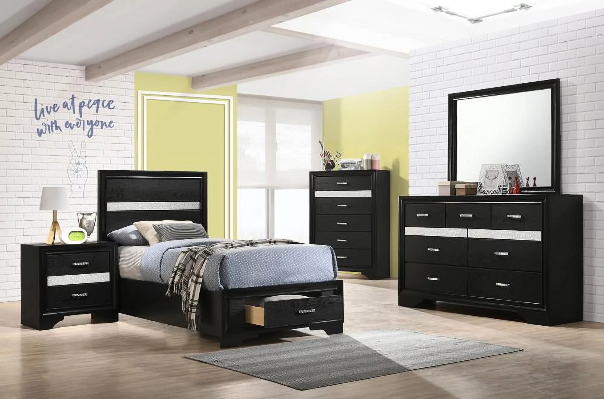 Coaster Miranda 4-piece Twin Platform Storage Wood Bedroom Set Black