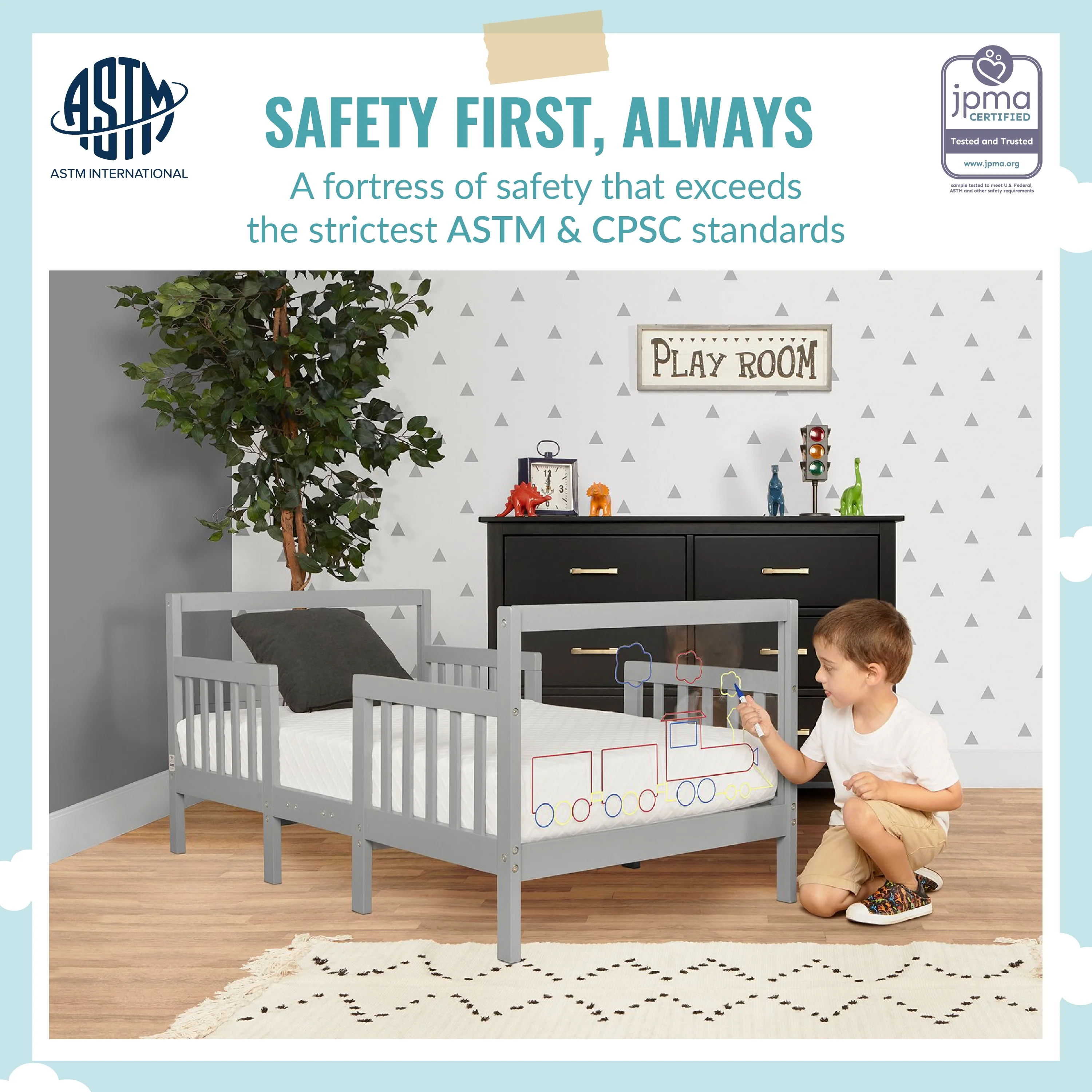 Dream On Me Polar Express Toddler Bed In Cool Grey