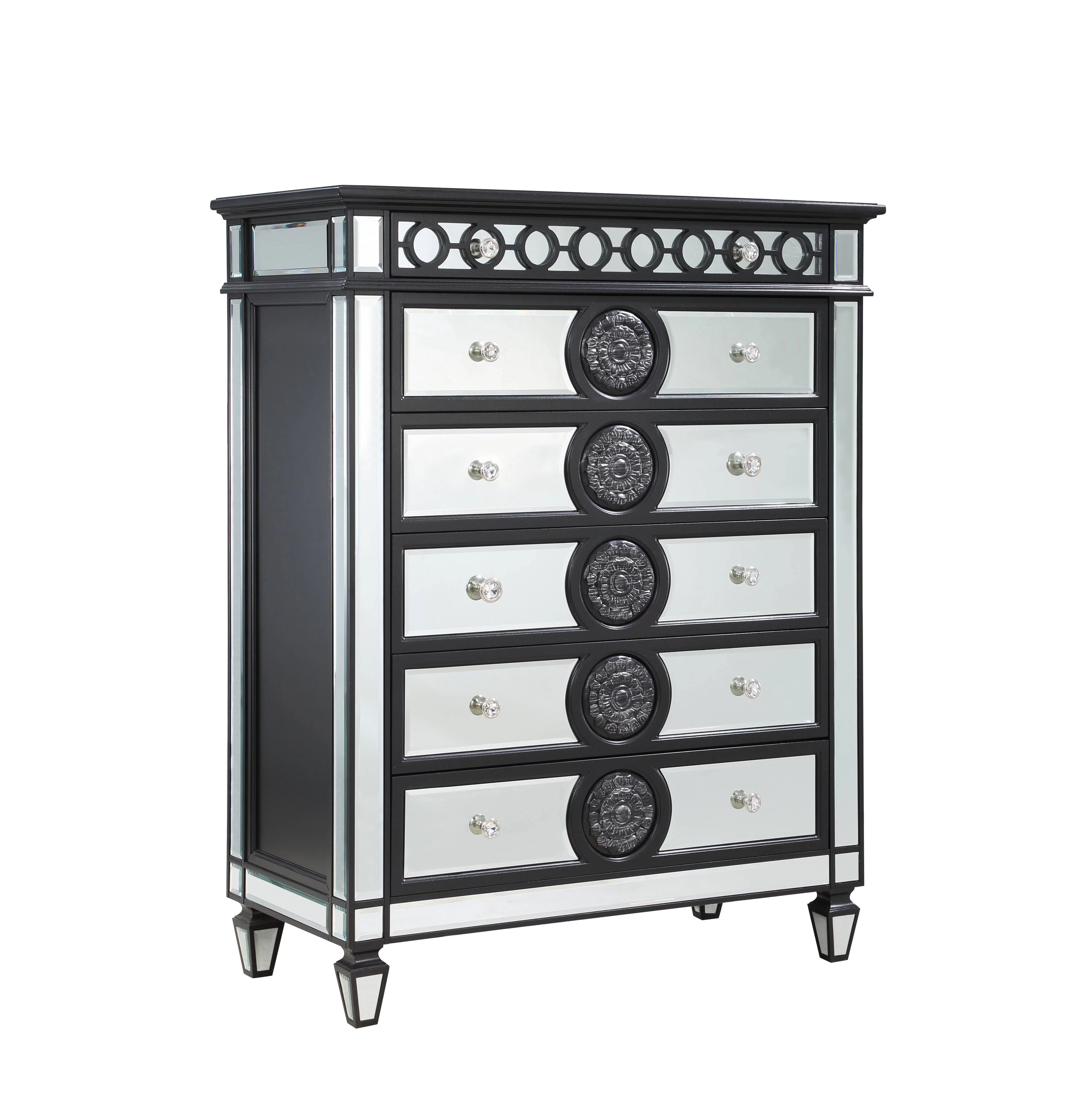 Varian II Chest in Black Velvet & BLACK & Sliver FINISH