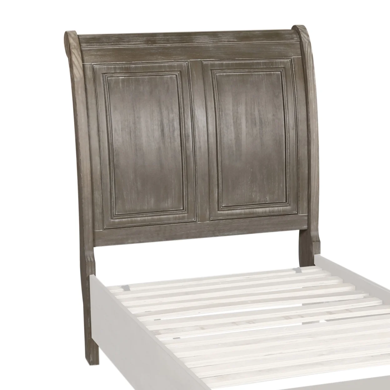 Contemporary Style Wooden Sleigh Design Panel Headboard Gray- Saltoro Sherpi