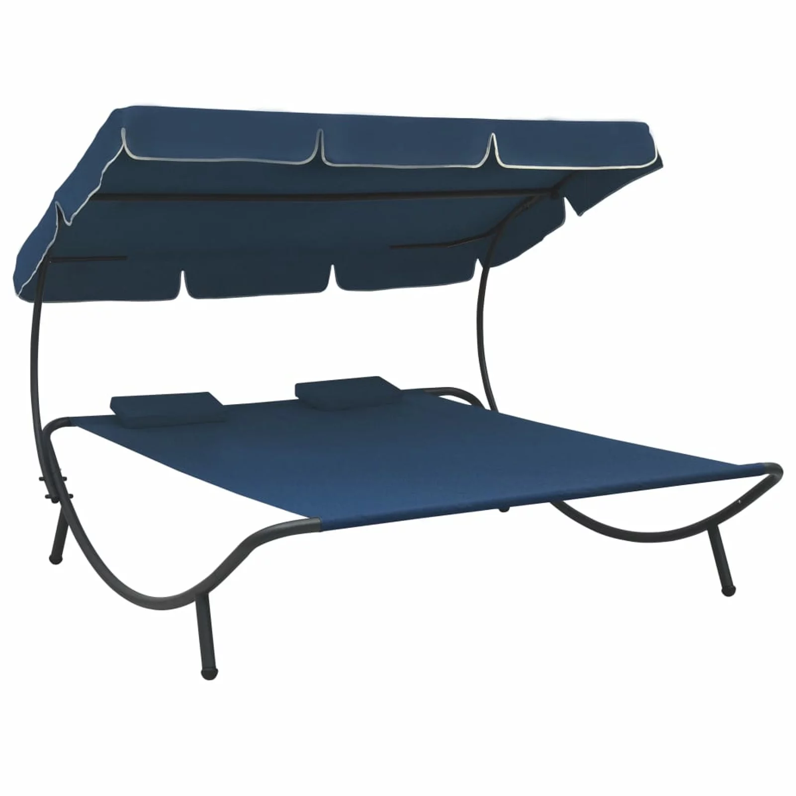 Anself Patio Lounge Bed with Canopy and Pillows Oxford Fabric Sun Bed Steel Frame for Pool, Patio, Balcony, Garden, Outdoor Furniture 78.7 x 68.1 x 53.1 Inches (L x W x H)
