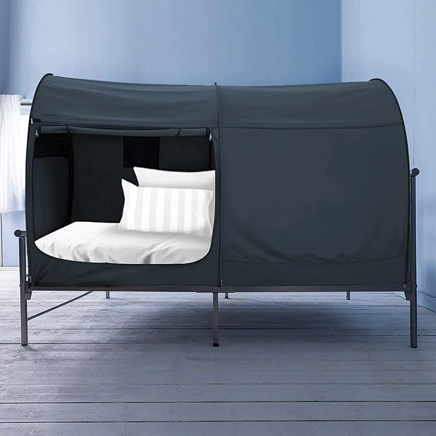 EighteenTek Privacy Pop Bed Tent Canopy Sleeping Tent Twin Size Charcoal