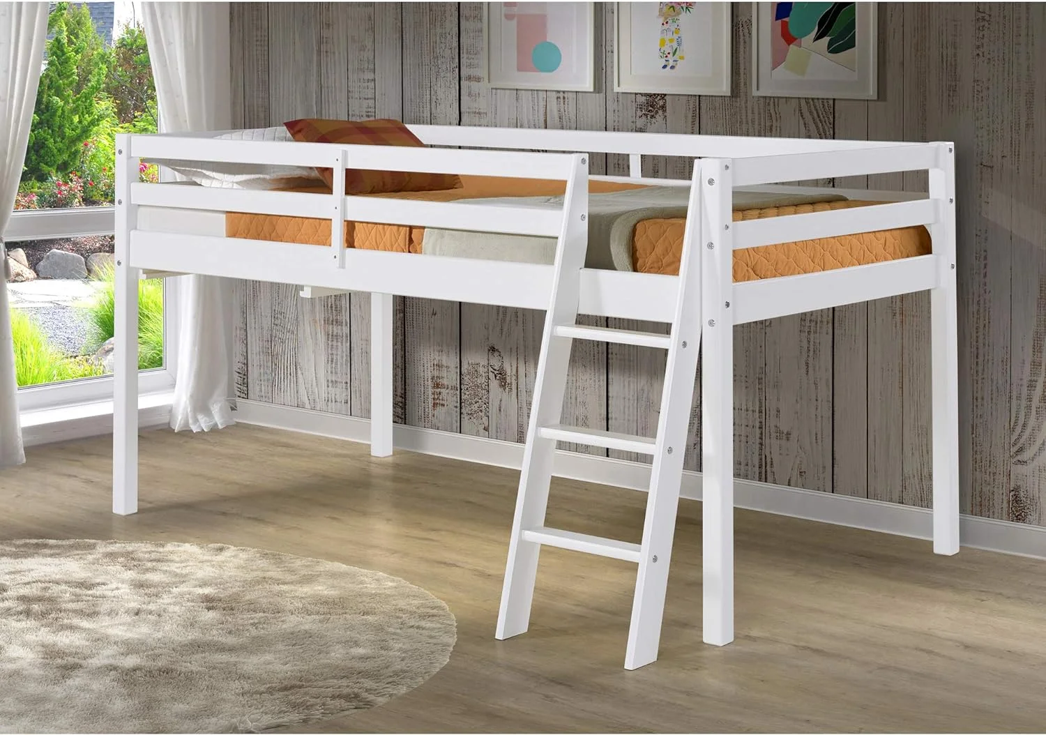 Wood Juior Loft Bed, White