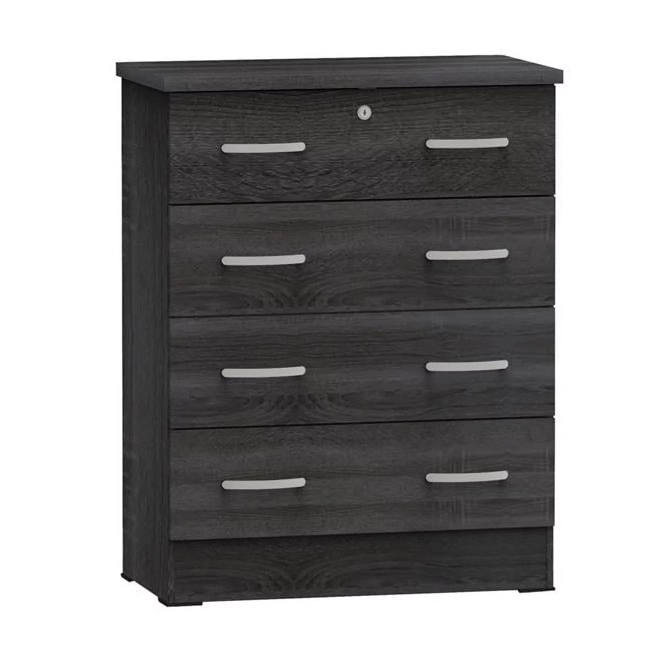 39 x 29 x 16 in. Cindy 4 Drawer Chest Wooden Dresser with Lock, Oak