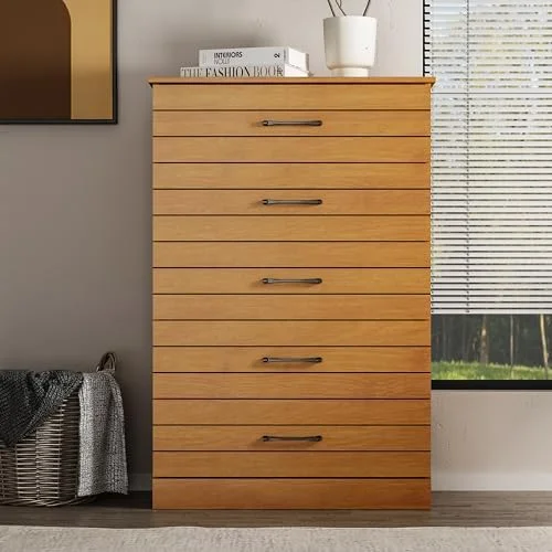 KHBIULIFE Elis 6 Drawer Dresser - Dressers & Chest of Drawers - Dresser for Bedroom - Bedroom  - Wood Dresser - Clothes Drawer Organizer - Ultra Fast Assembly - Dusty Grey Oak