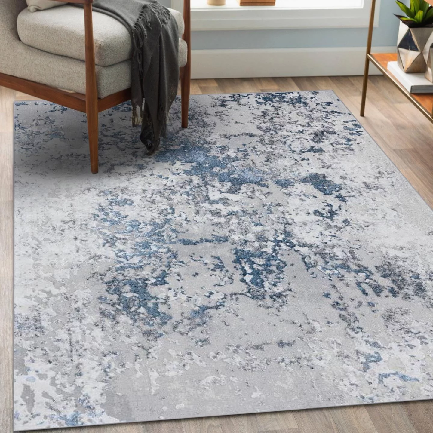 Luxe Weavers Modern Abstract Design Blue 5x7 Area Rug for Bedroom or Living Room