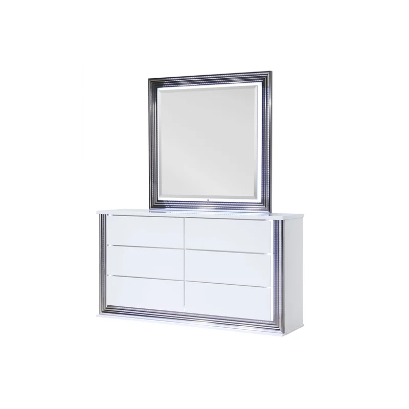 Global Furniture USA Ylime Smooth White Dresser with Led