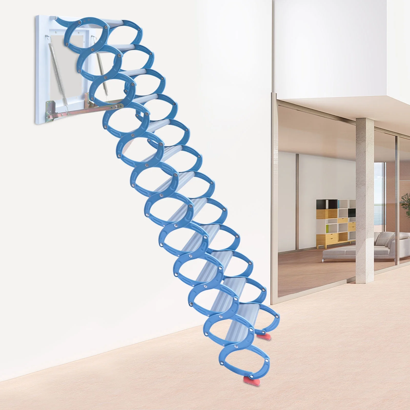 Attic Ladder Loft Stairs Steps Ladder Folding Pull Down Stairs 12.5ft Height
