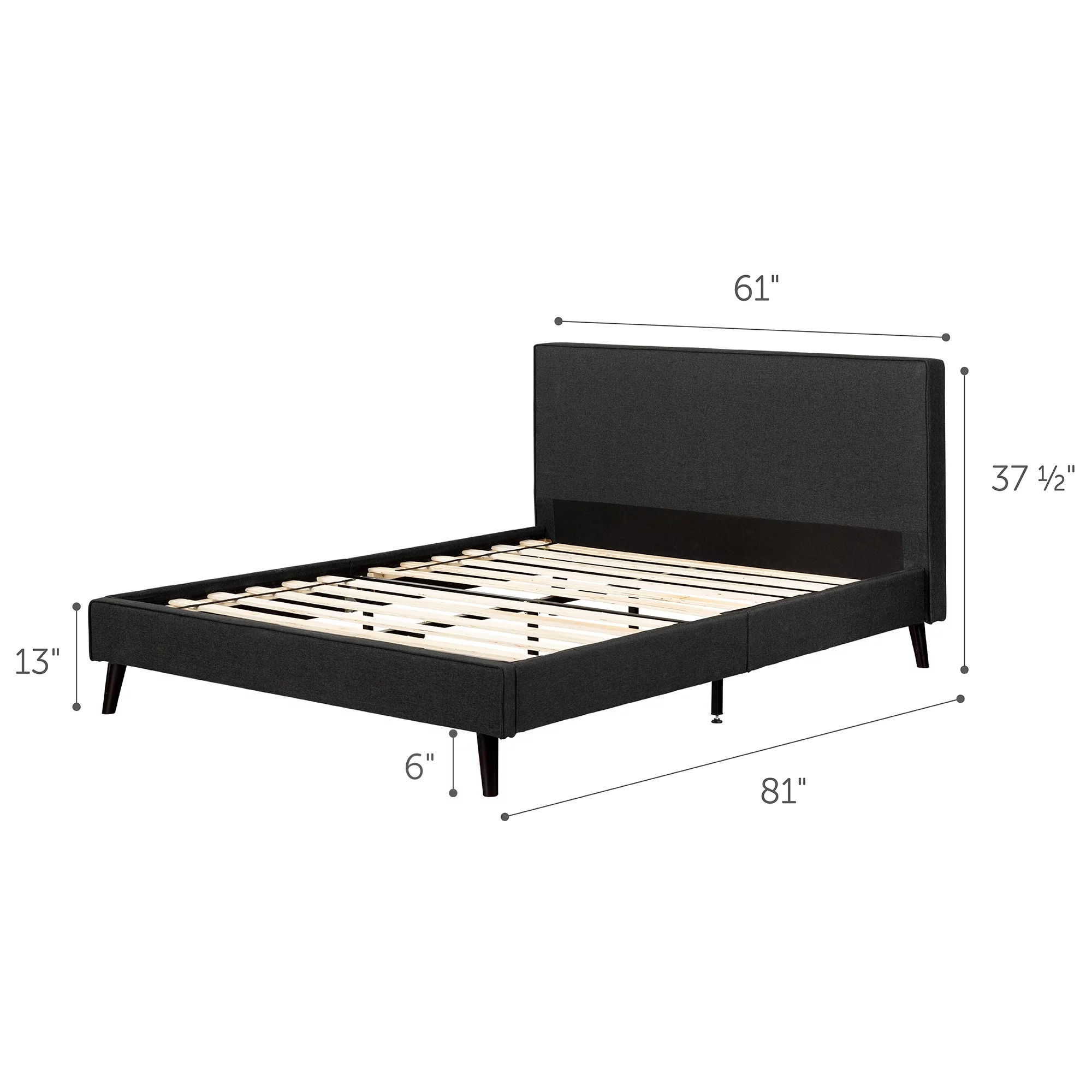 South Shore Gravity Queen Complete Upholstered Bed, Charcoal Gray