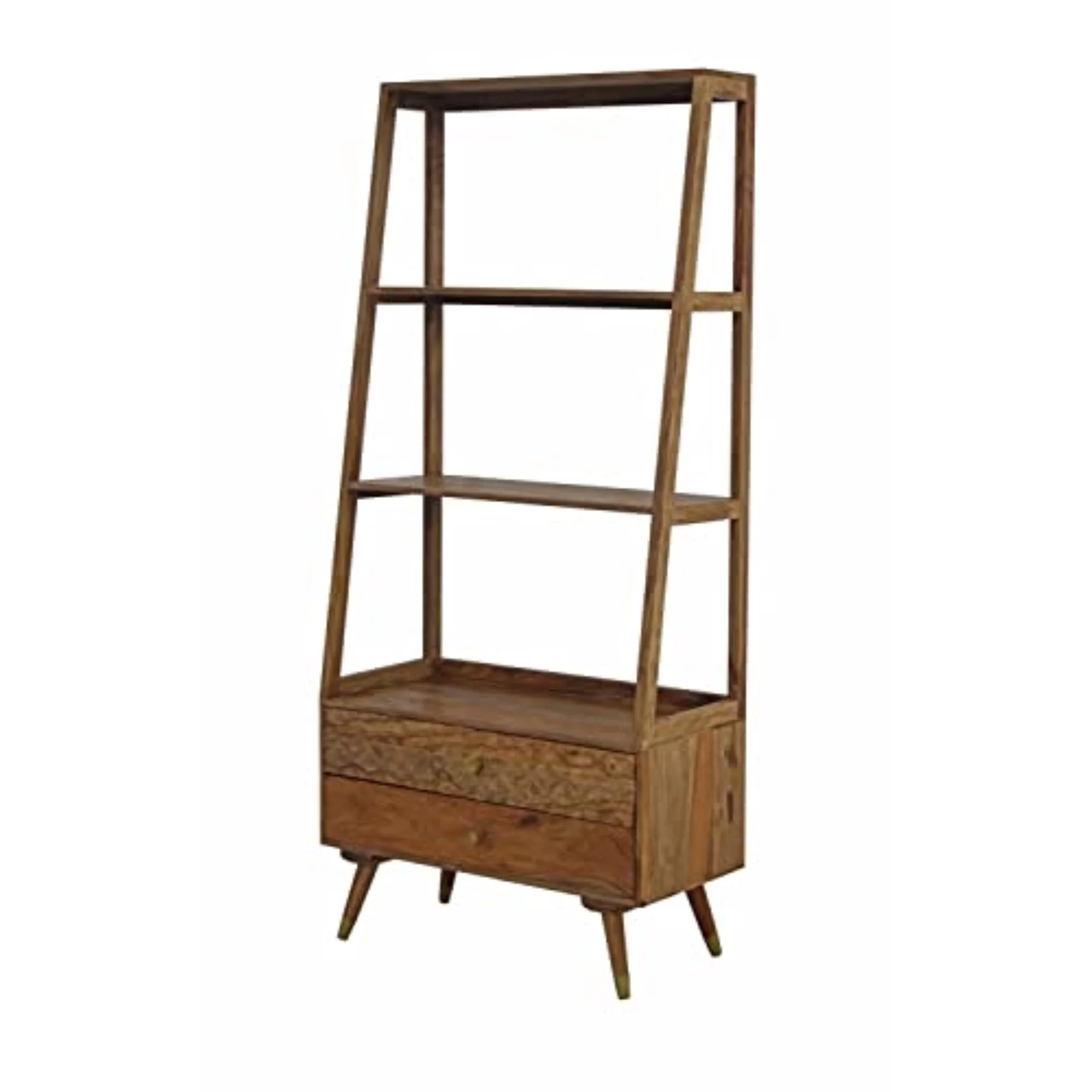 62458 Coast to Coast Two Drawer Bookcase Brownstone Nut Brown, Industrial - Rectangle, Made in INDIA