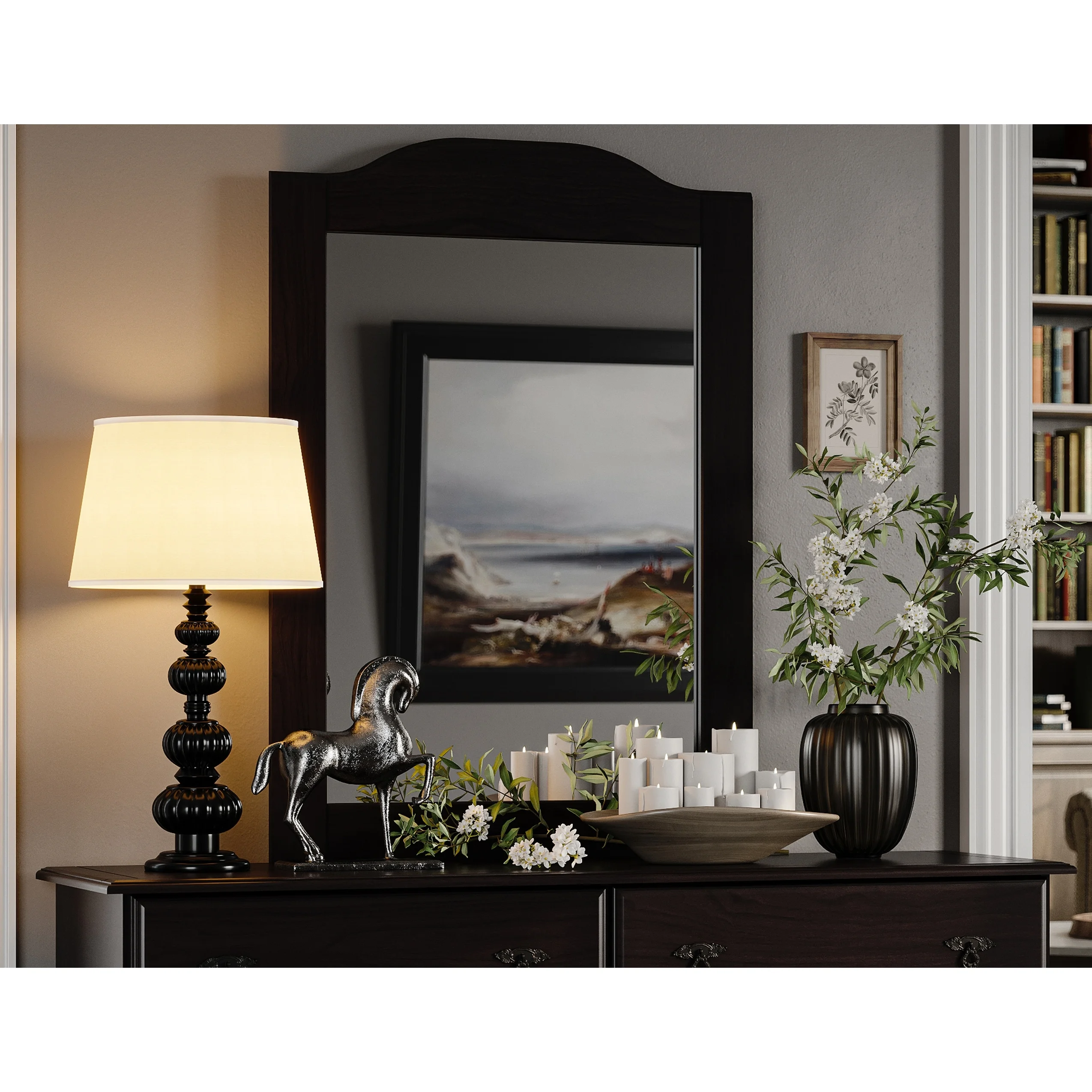 Palace Imports 100% Solid Wood Frame Mirror for Kyle 6-Drawer Dresser Java