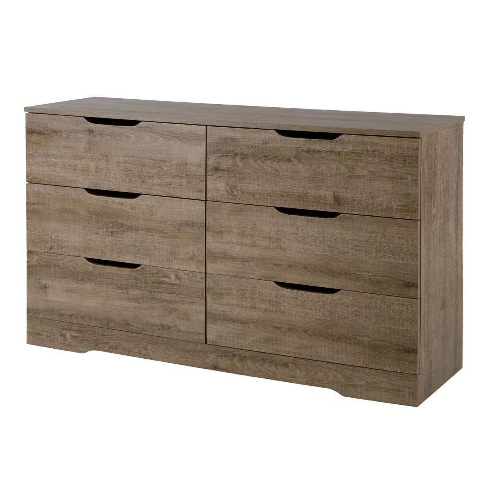 Pemberly Row Modern 6 Drawer Dresser in Weathered Oak