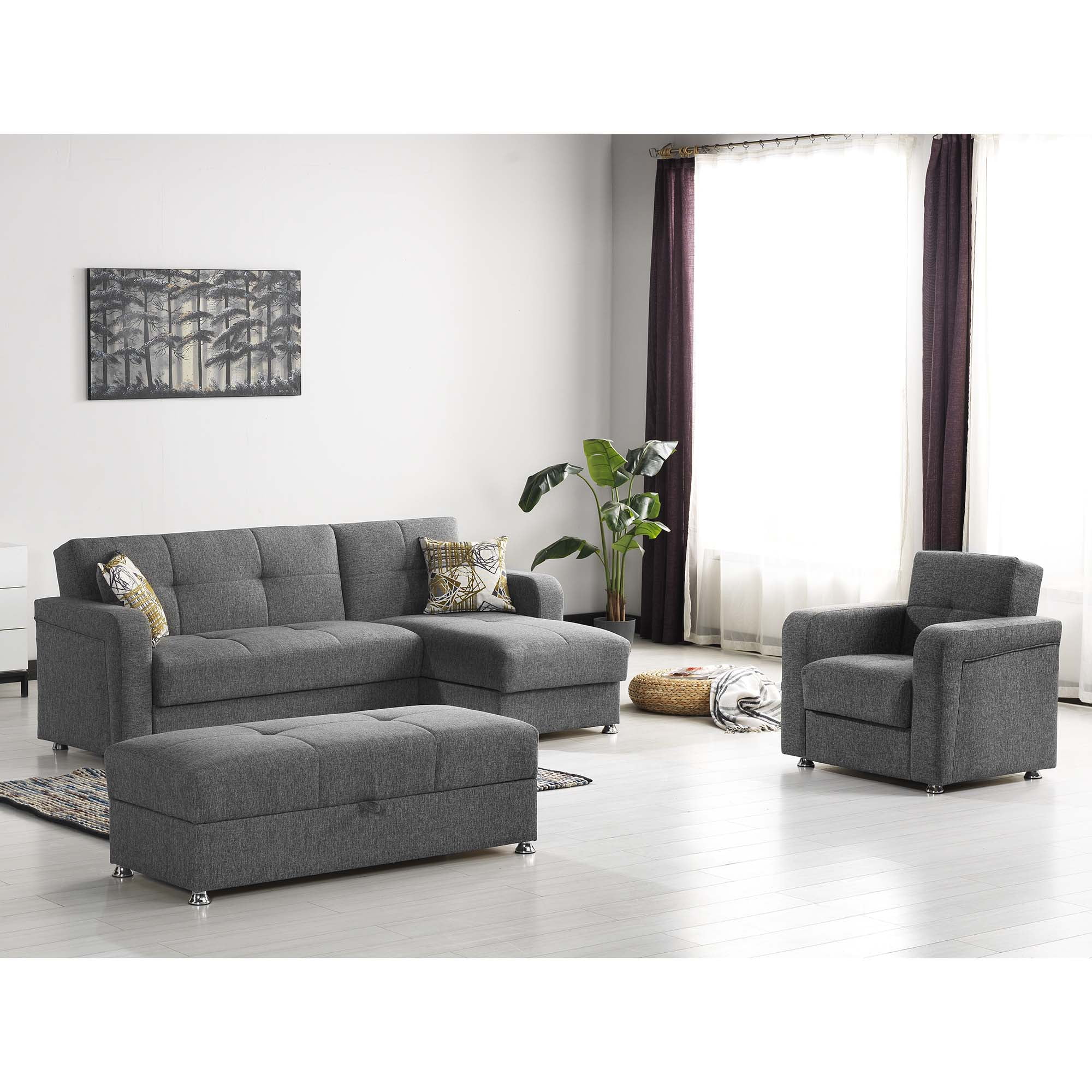Ottomanson Symphony Upholstered Storage Ottoman, Gray