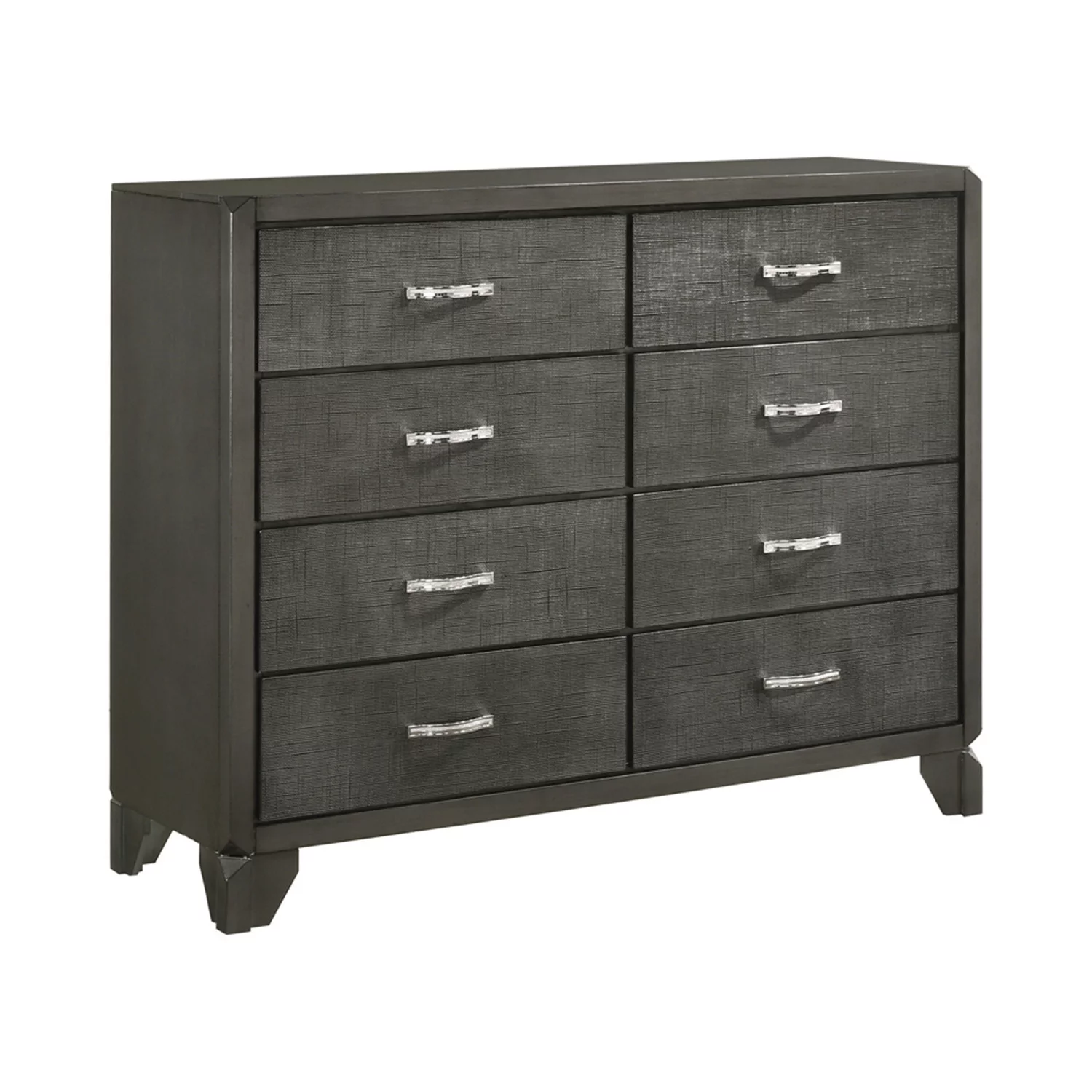 Benjara Fabric Upholstered Wooden Chest with Five Drawers, Black