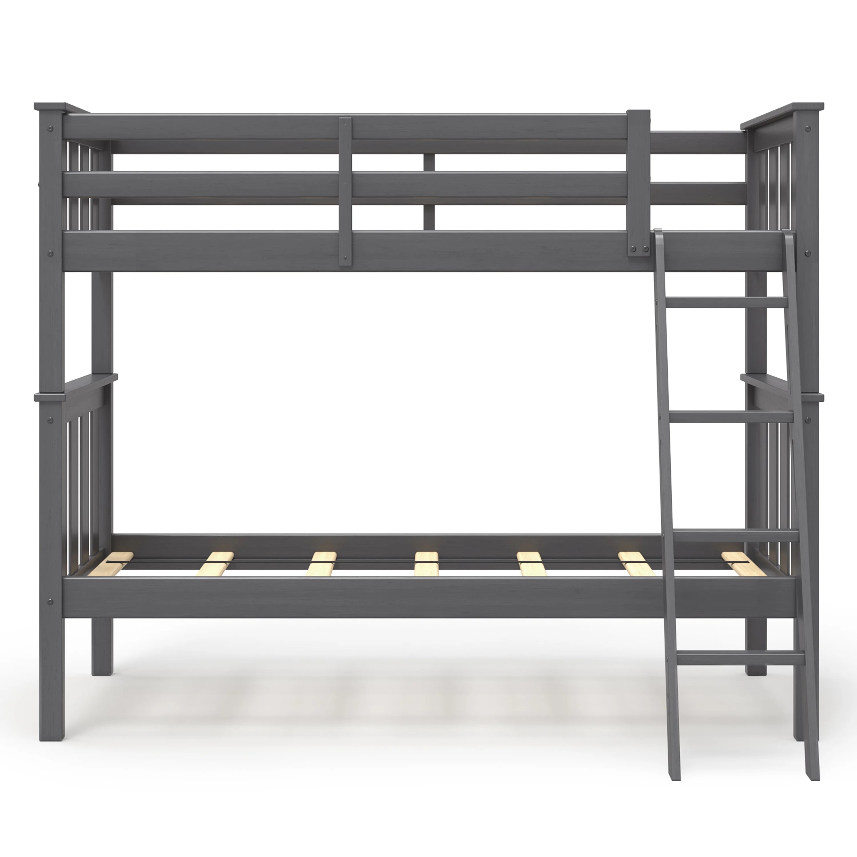 Better Homes & Gardens Kane Twin Over Twin Bunk Bed, Gray Finish