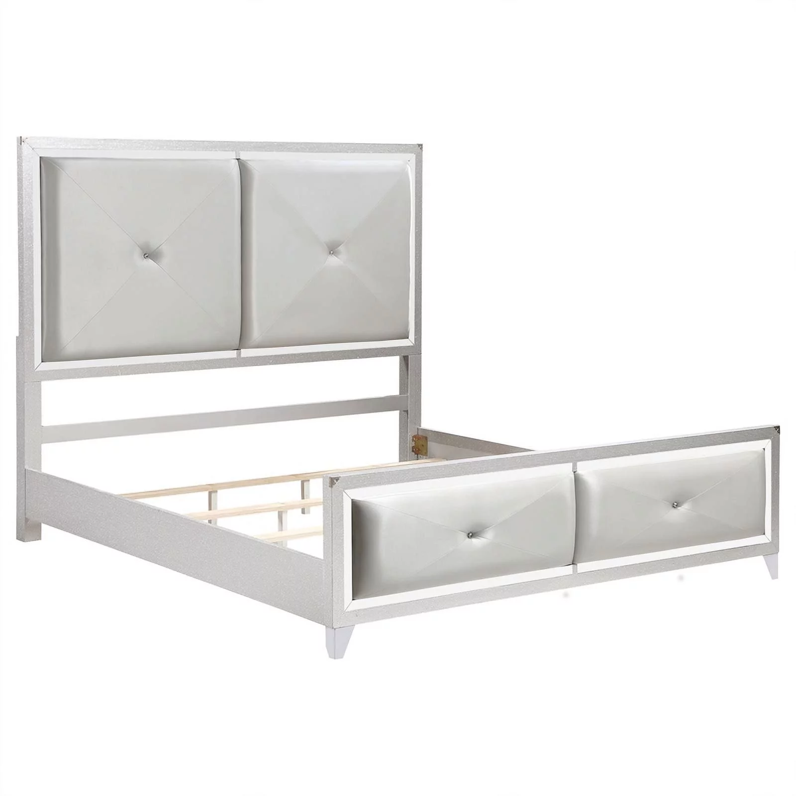 Coaster Larue 4-piece Modern Wood Tufted Eastern King Bedroom Set in Silver