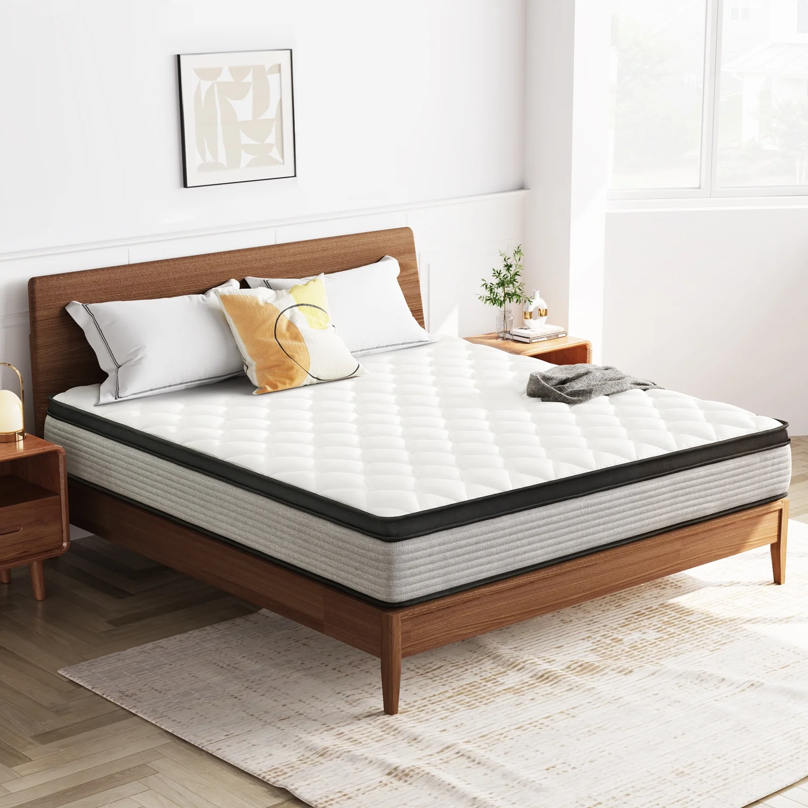 King Mattress，Madinog 12 inch King Size Innerspring Mattress, Hybrid Mattress in a Box