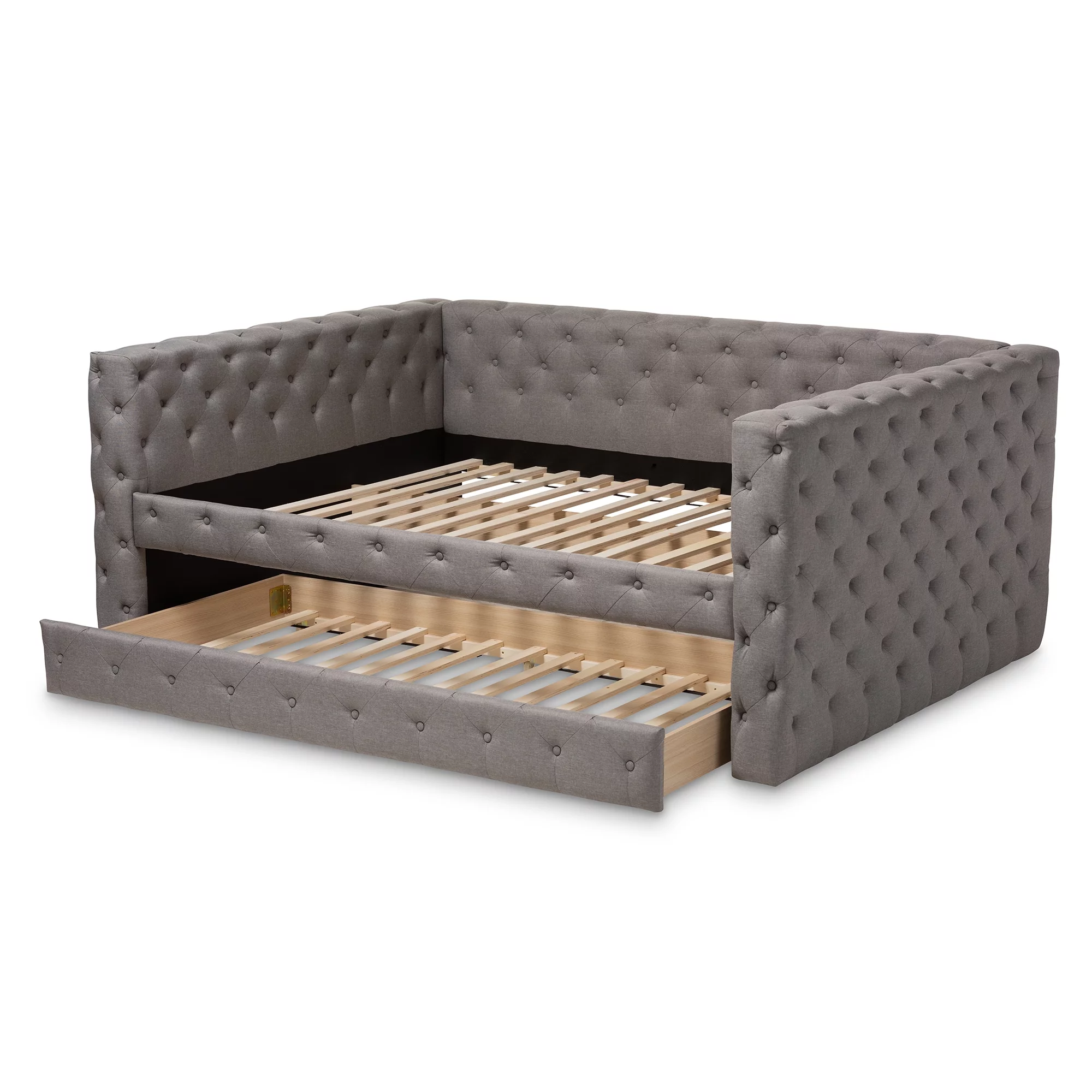 Baxton Studio Anabella Modern and Contemporary Fabric Upholstered Daybed with Trundle