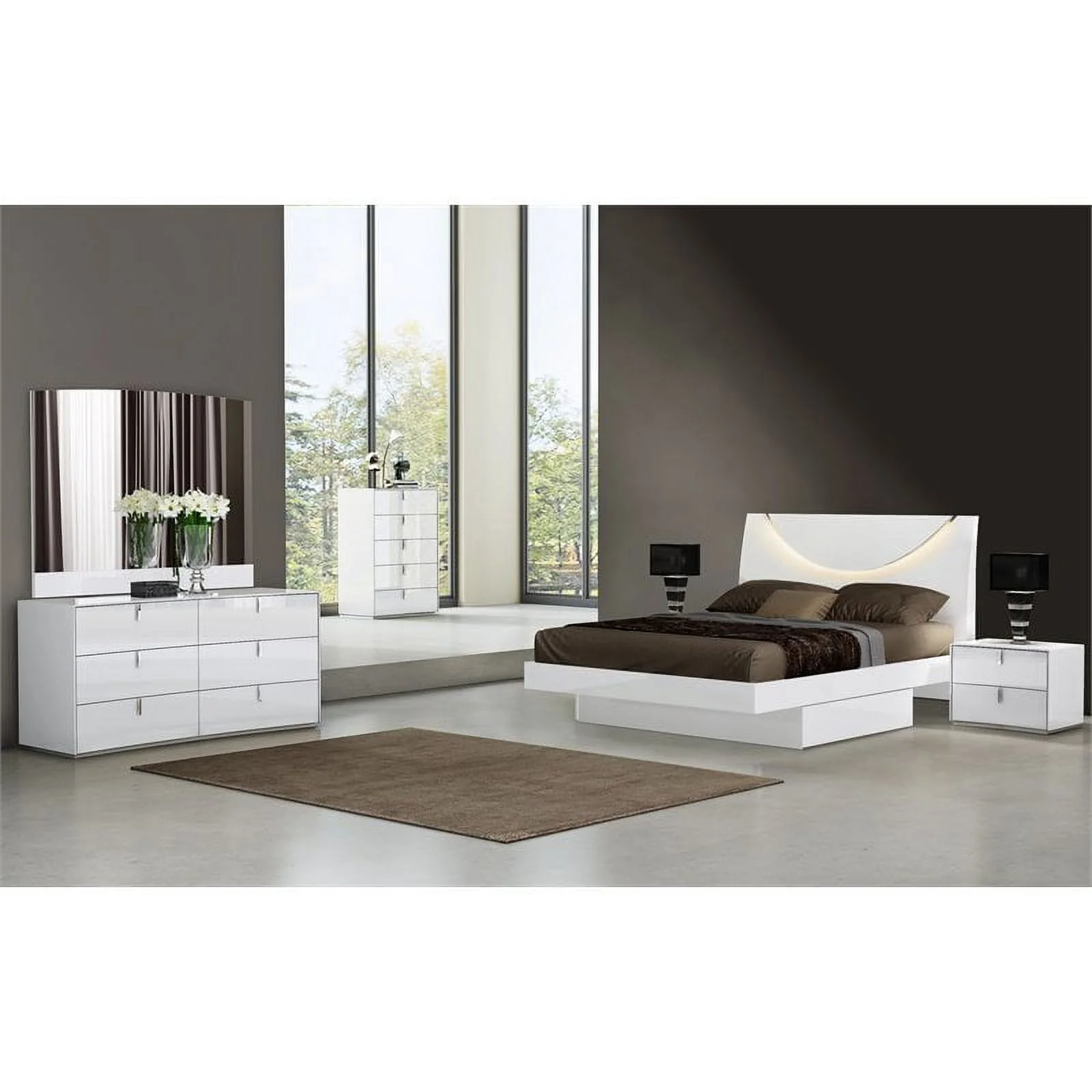 Titan Furnishings Polo Modern Lacquer Wood Dresser in Gloss White