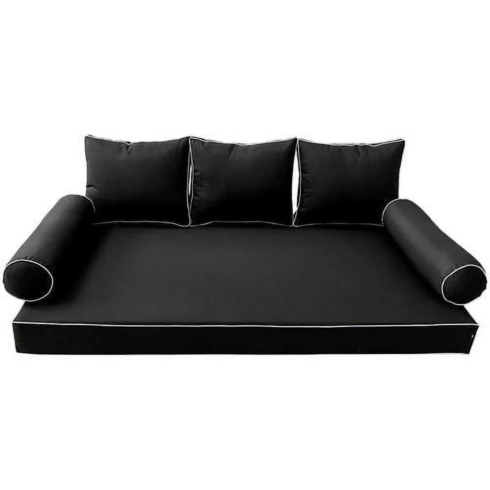 MH GLOBAL |SLIPCOVER |S3 Outdoor Daybed Mattress Bolster Backrest Cushion Covers Contrast Trim AD109