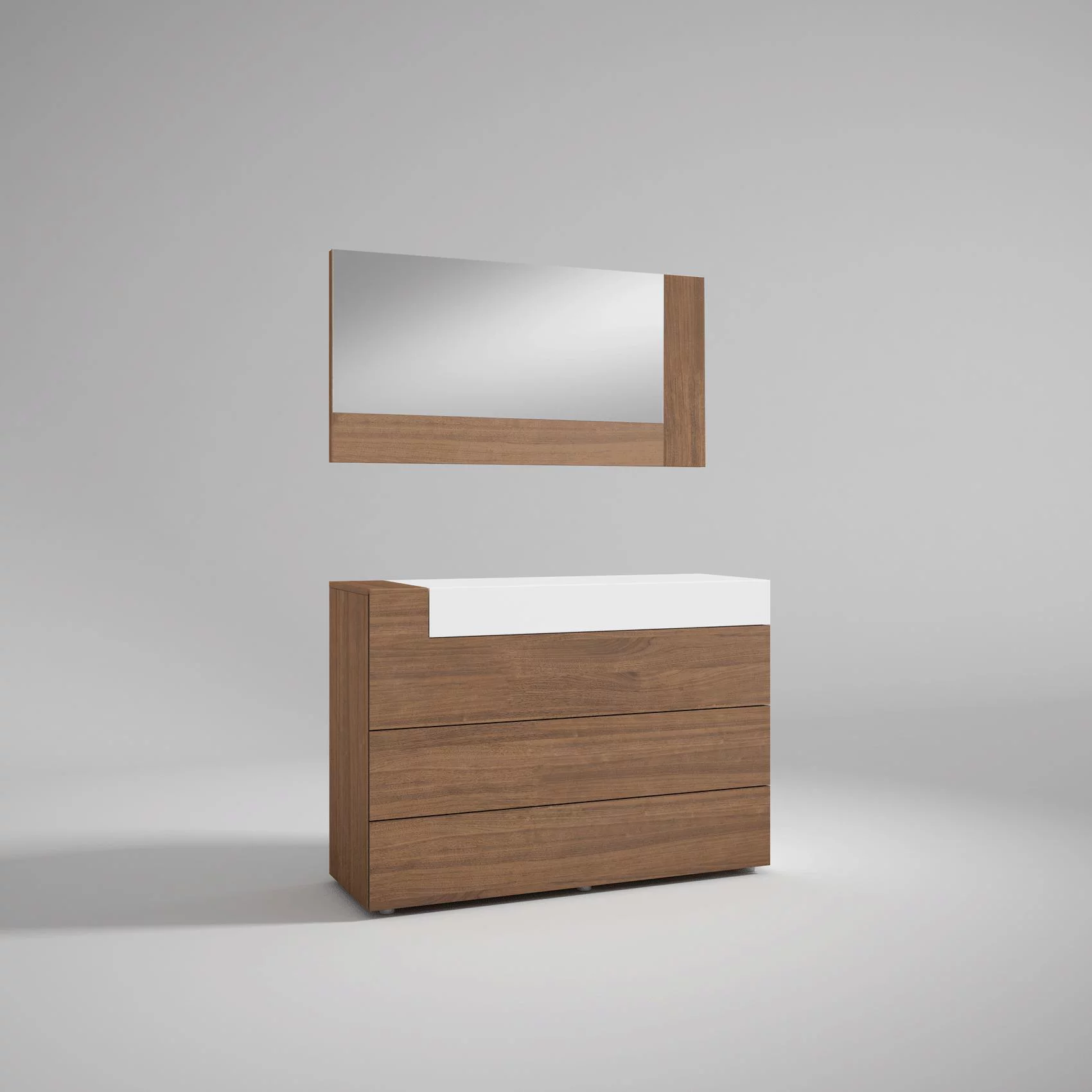Walnut & White Single Dresser MAR ESF Modern Contemporary MADE IN SPAIN