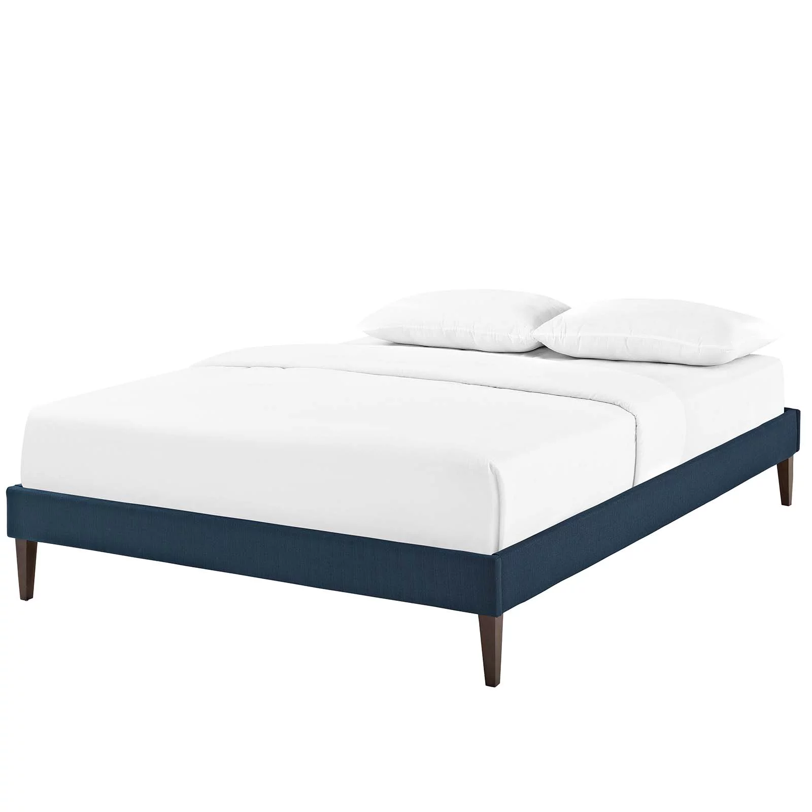 Modern Contemporary Urban Design Bedroom Full Size Platform Bed Frame, Fabric, Navy Blue