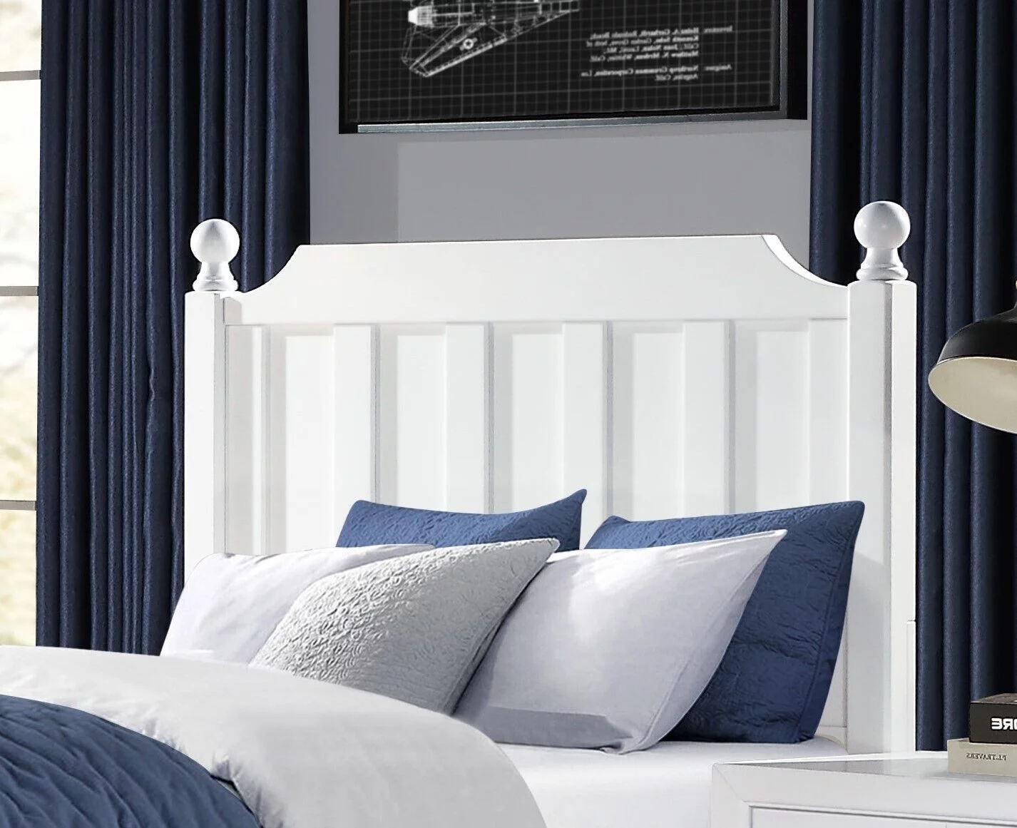 Fresh Modern Look Twin Size Bed 1pc White Finish Ball Finials Top Turned Feet Bedroom Furniture
