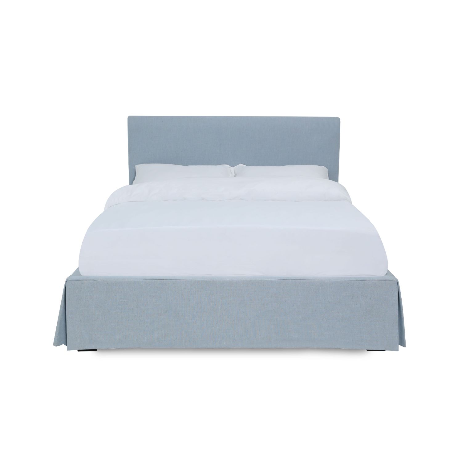 Modus Furniture Shelby Skirted Footboard Storage Panel Bed in Sky