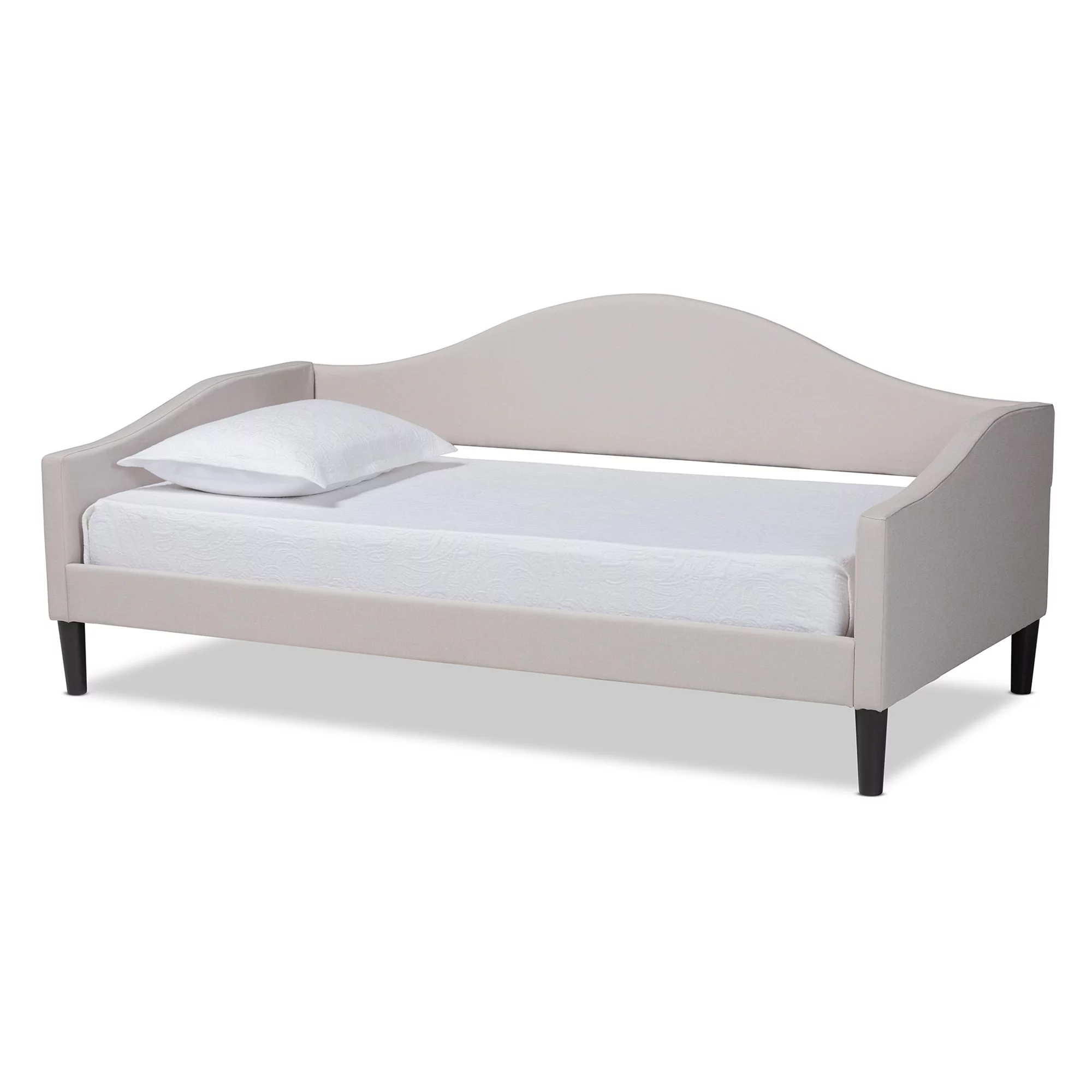 Baxton Studio Milligan Modern & Contemporary Fabric Upholstered Wood Daybed-Full Beige, Dark Brown