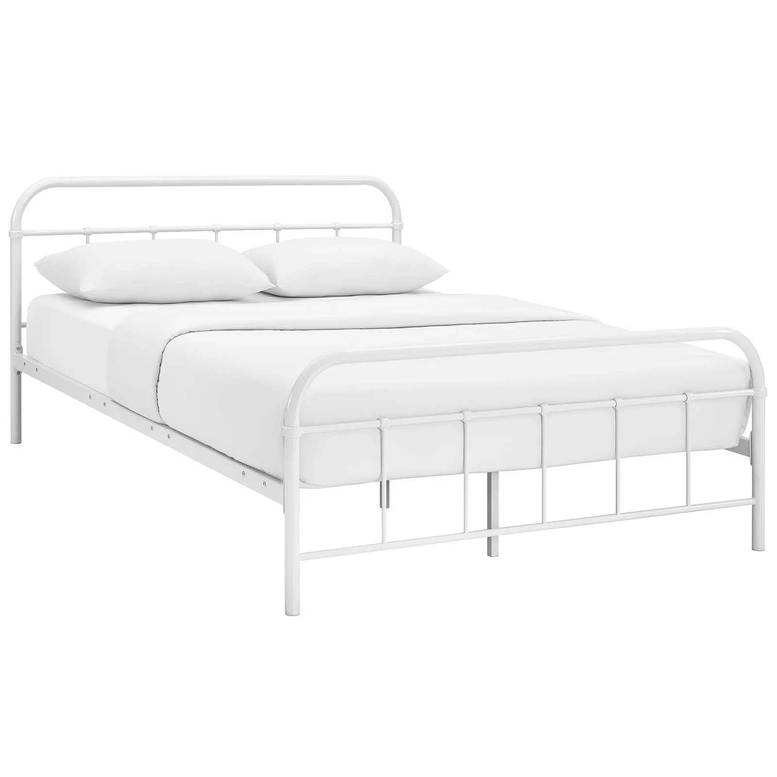 Modway Maisie Queen Stainless Steel Bed Frame in White