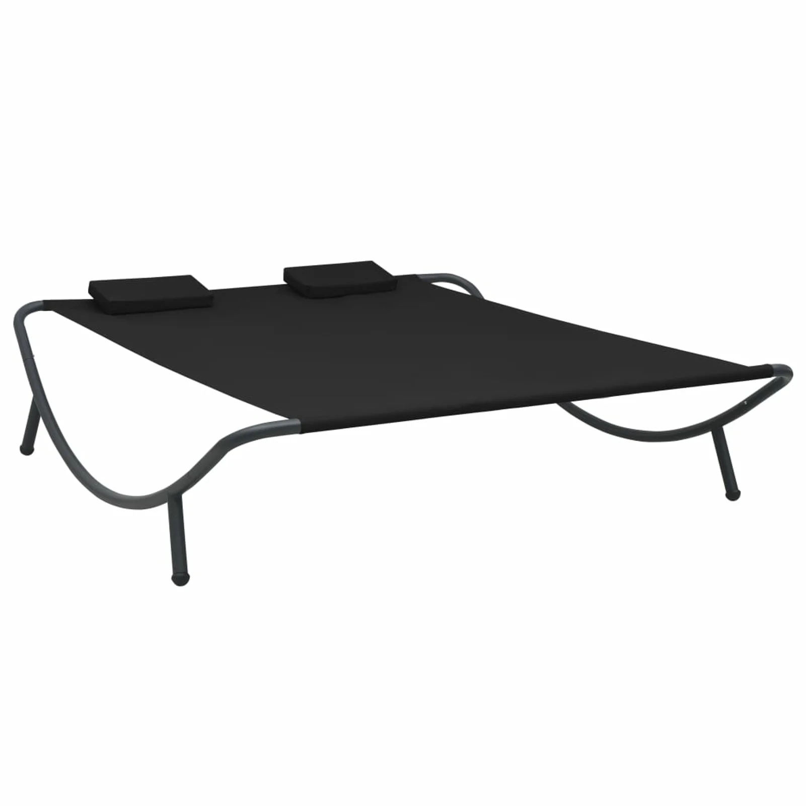 Dcenta Outdoor Lounge Bed with 2 Pillows Fabric Sunbed Steel Frame for Poolside, Patio, Balcony, Beach, Outdoor Furniture 78.7 x 68.1 x 17.7 Inches (L x W x H)