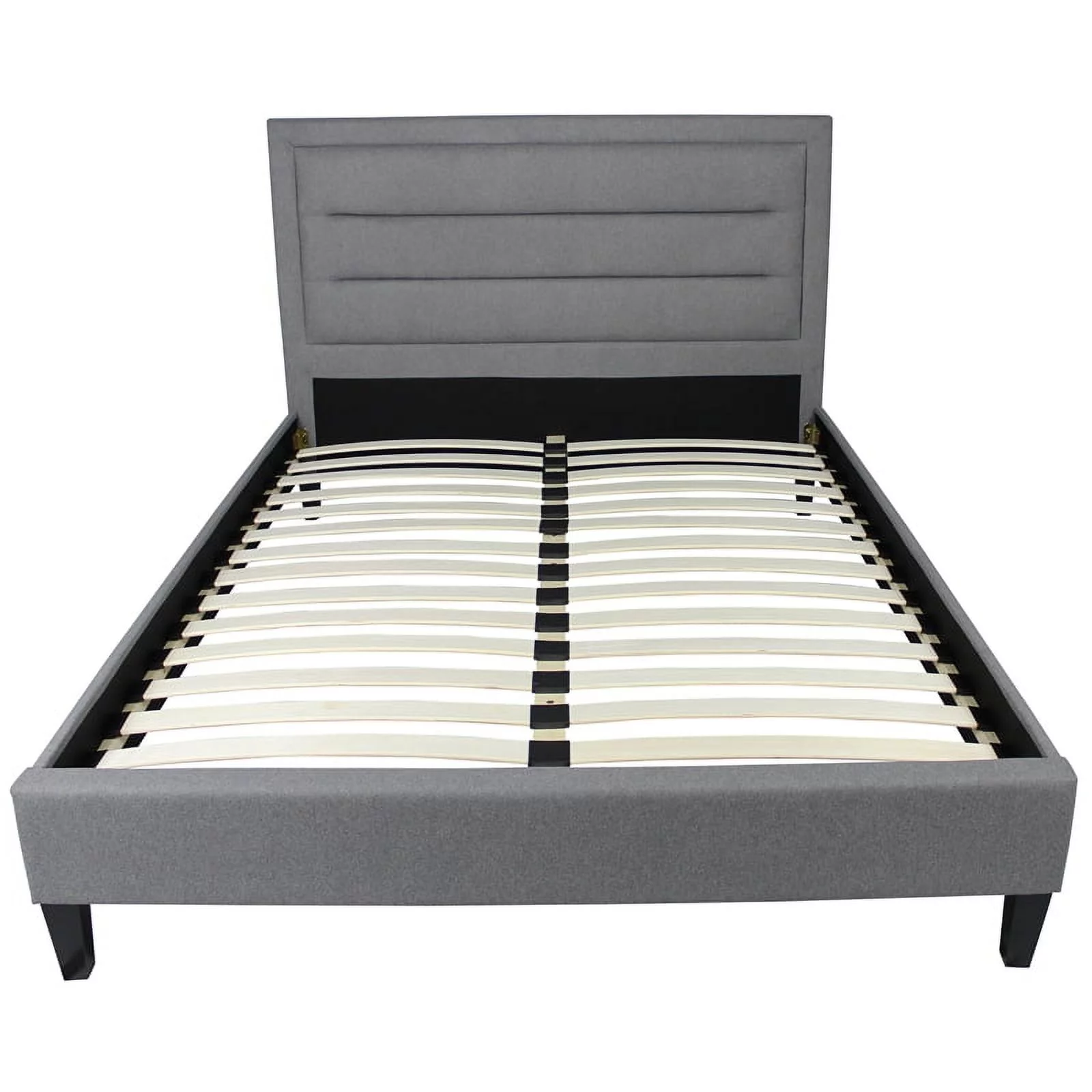 Baxter King Platform Bed Upholstered in Gray Fabric
