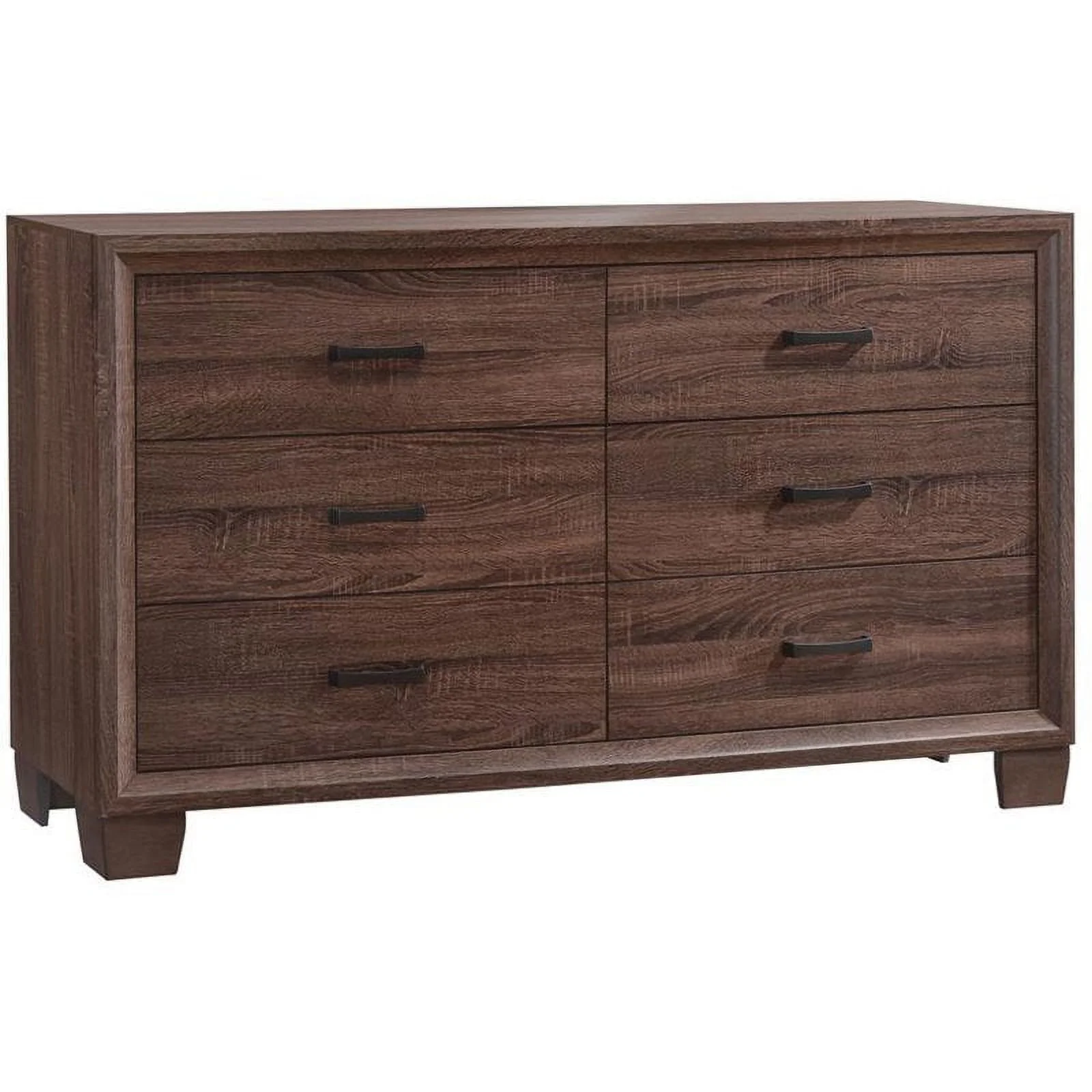 Bowery Hill Transitional 6 Drawer Double Dresser in Medium Warm Brown