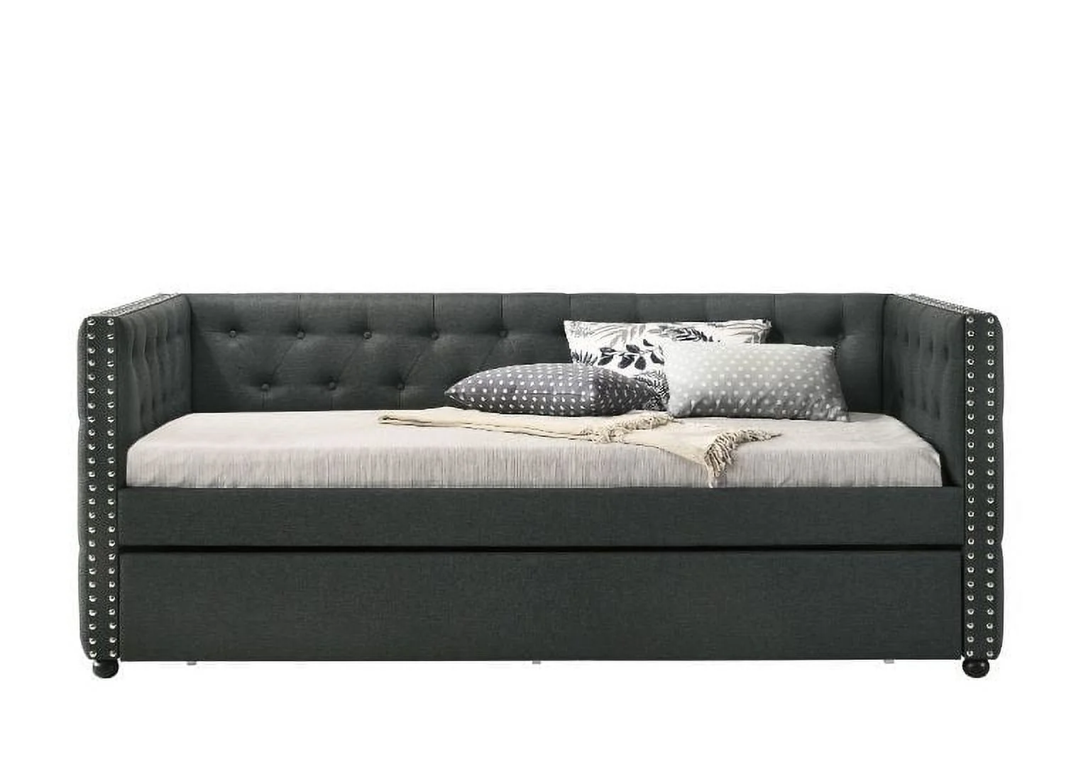 CoSoTower Twin Daybed & Trundle , Gray Fabric