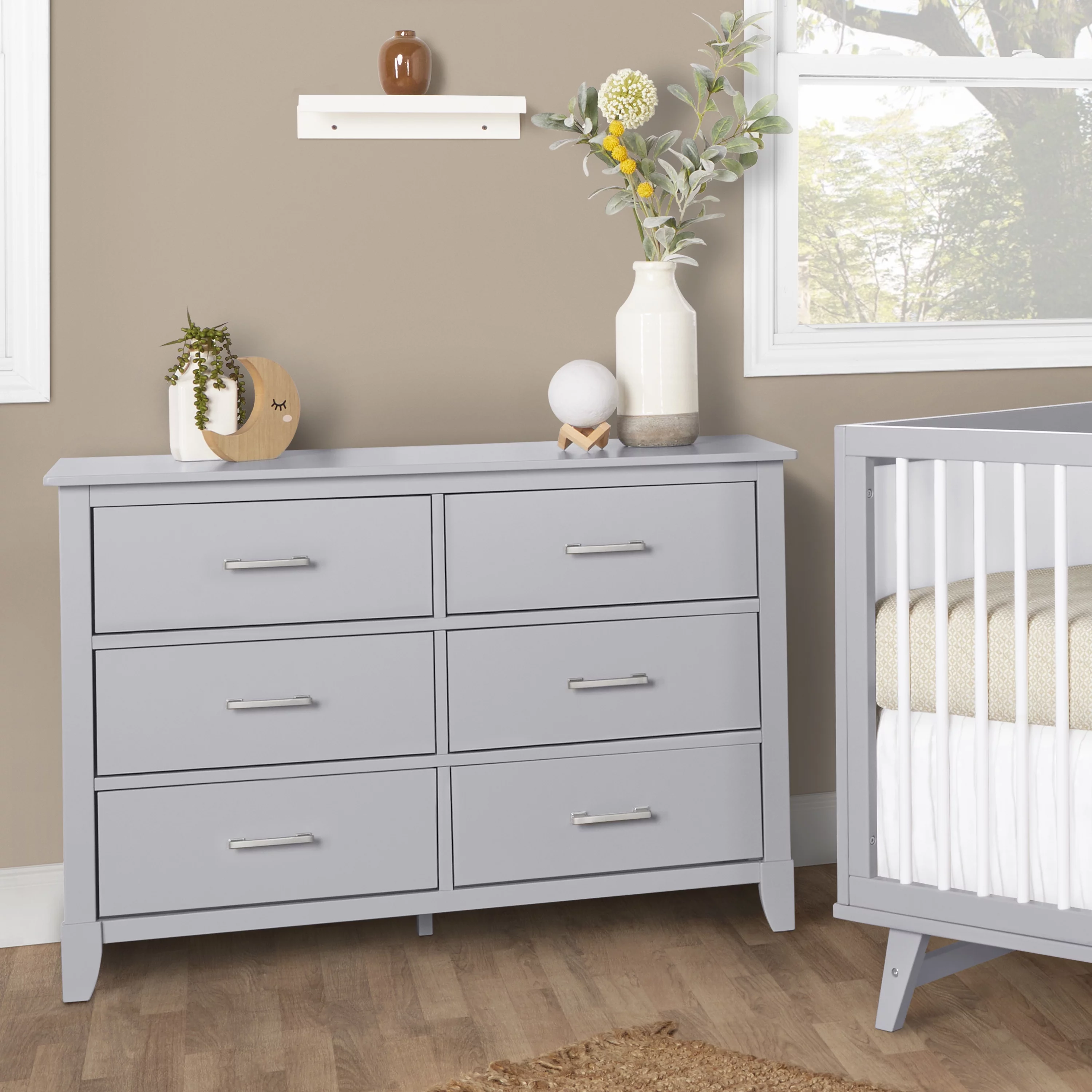 Dream On Me Universal Double Dresser in Pebble Gray, Model #599-PG