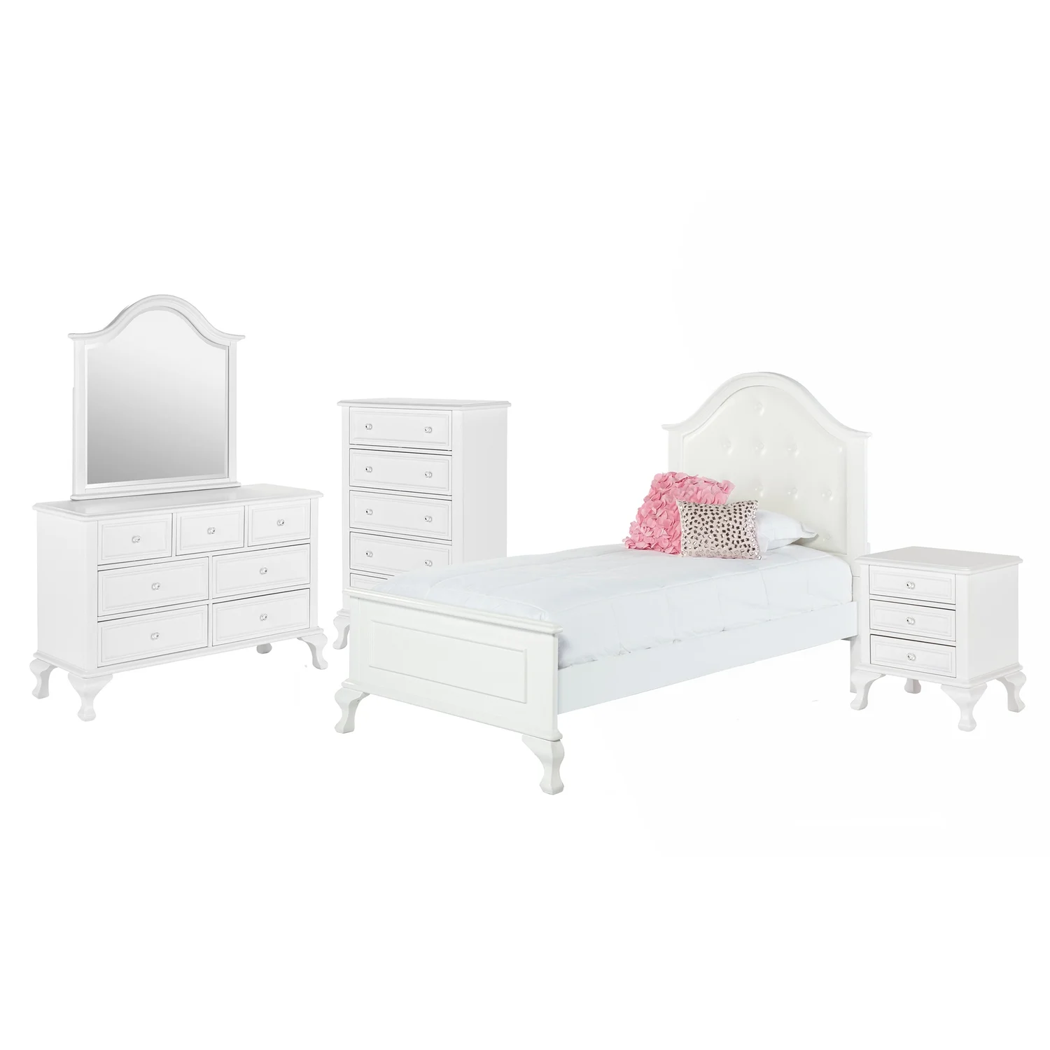 Picket House Furnishings Jenna 5 Piece Twin Kids Bedroom Set in White