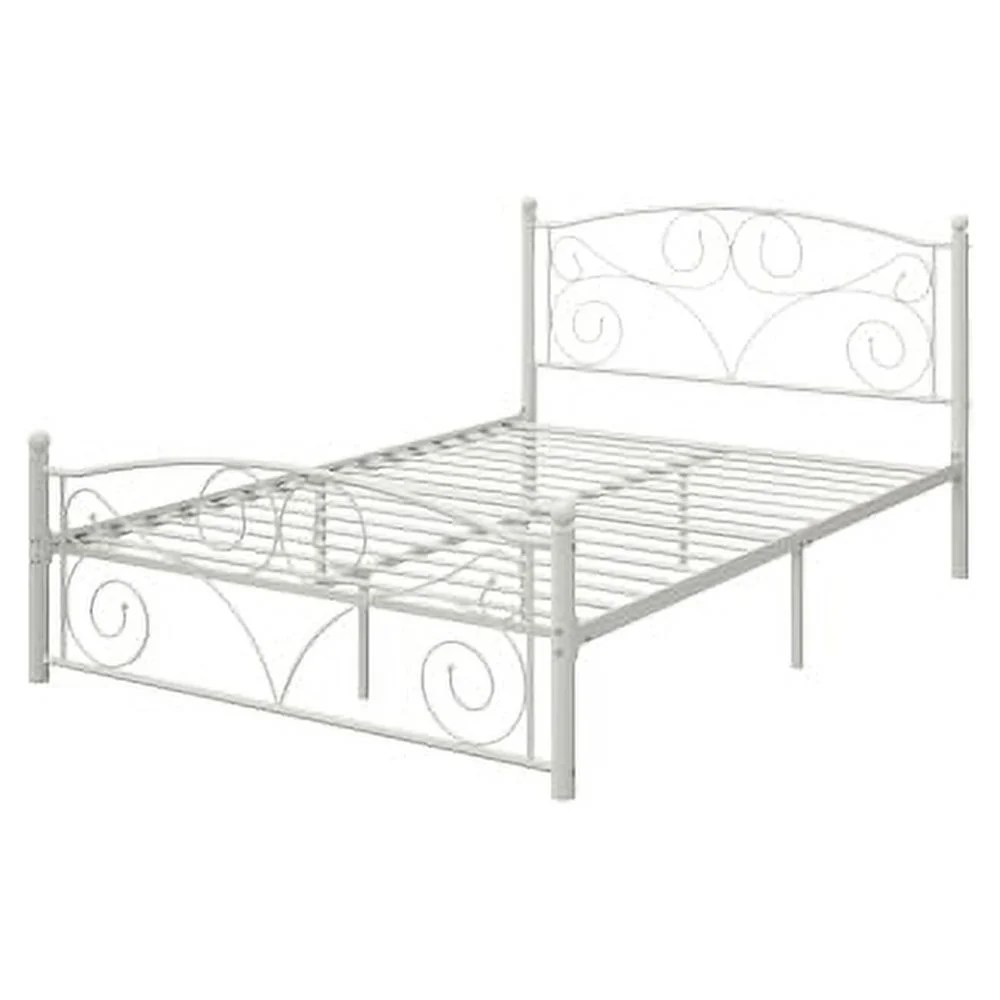 Full Size Unique Flower Sturdy System Metal Bed Frame with Headboard and Footboard - Modern Style Easy Assembly No Box Spring Needed