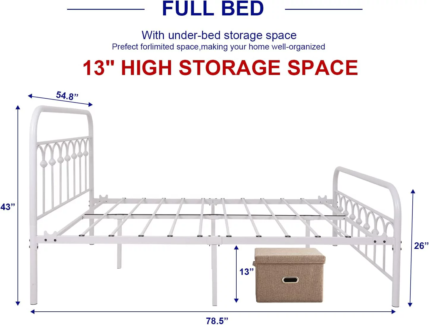 Bed Frame Queen Size with Vintage Headboard and Footboard Platform Base Wrought Iron Double Bed Frame (Queen  Antique Brown).