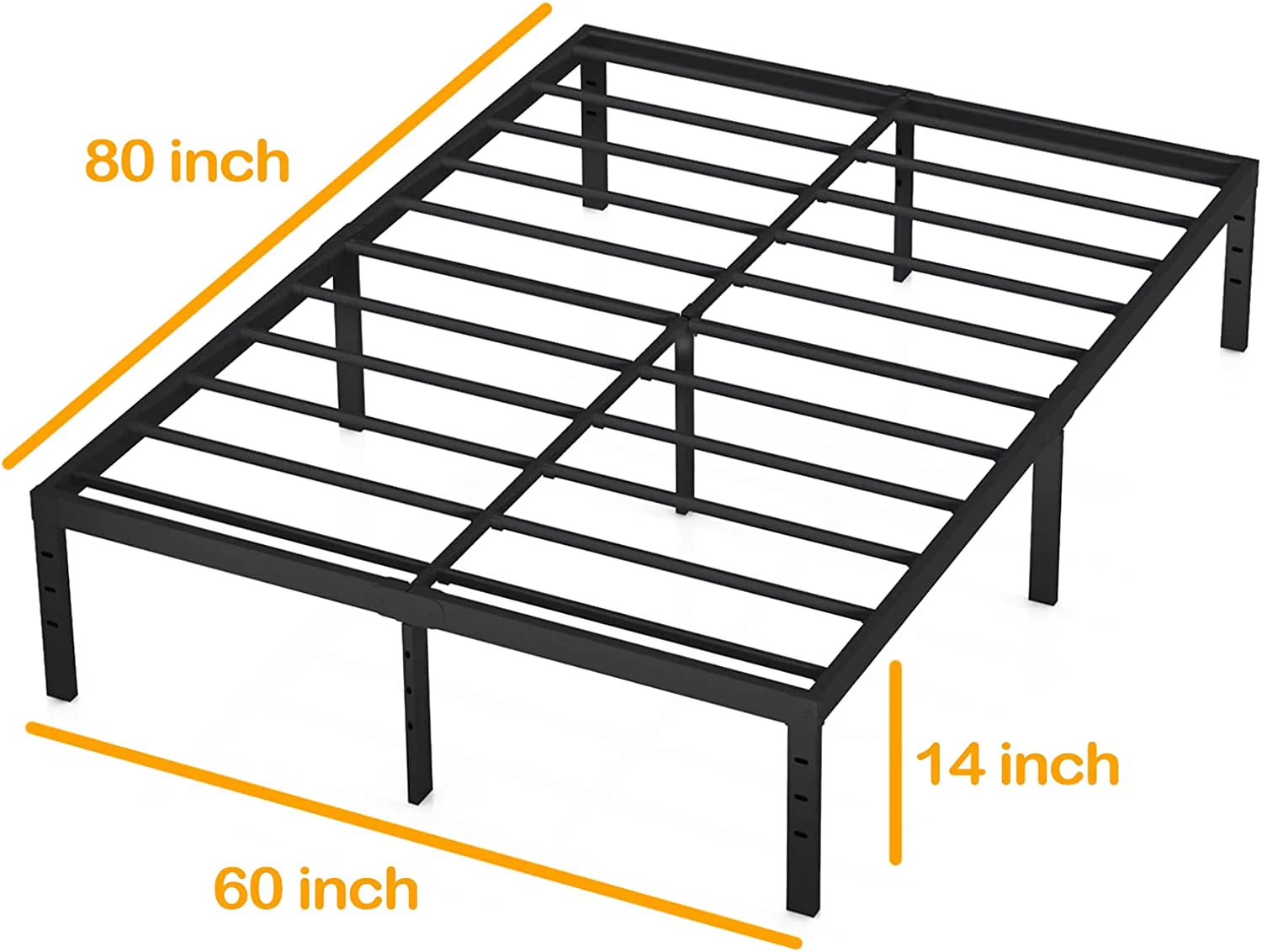 Eavesince 14 inches Queen Size Metal Bed Frames,No Box Spring Needed,Queen Platform Metal Bed Frame for Adult