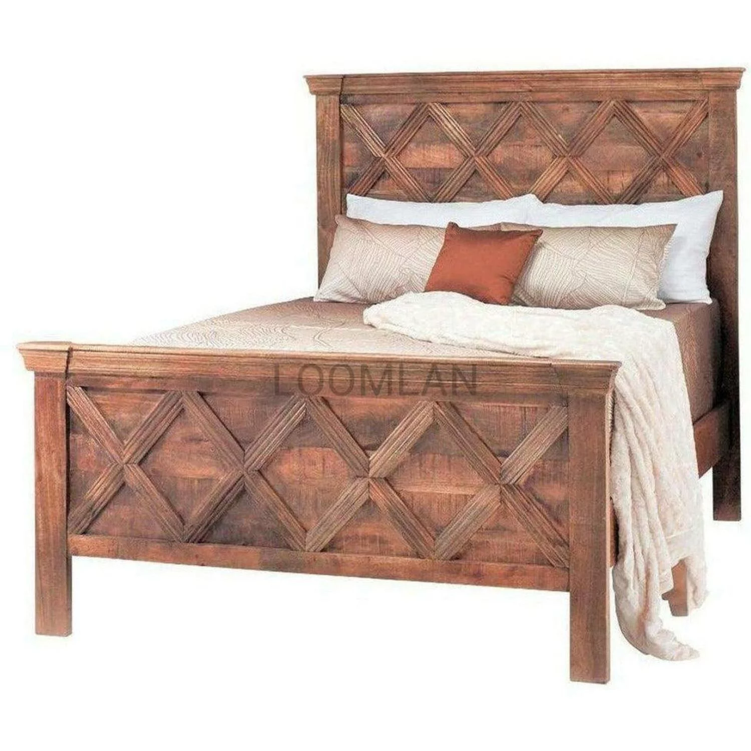 Rustic Wood Queen Panel Bed Frame Rustic X Collection