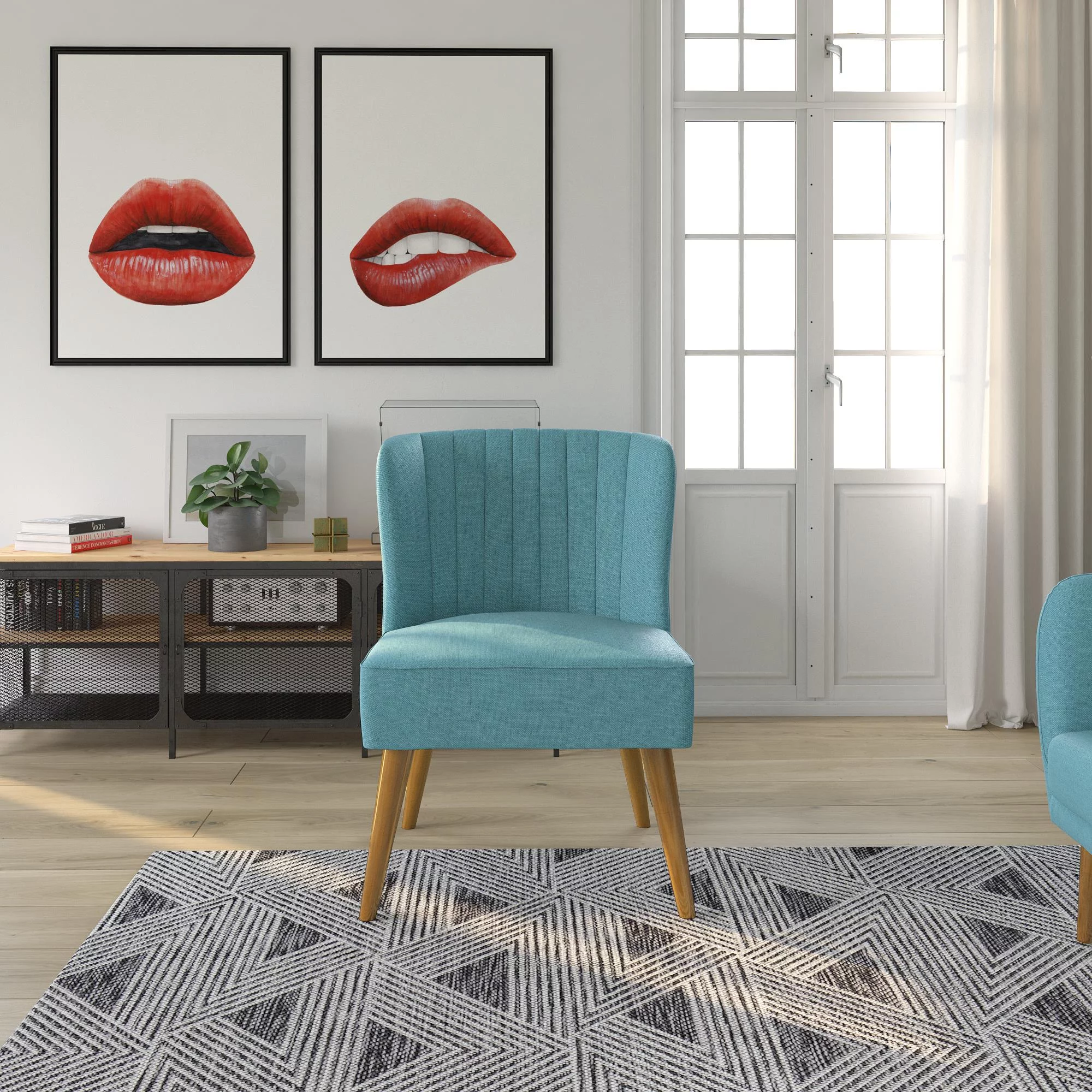 Novogratz Brittany Accent Chair, Light Blue Linen