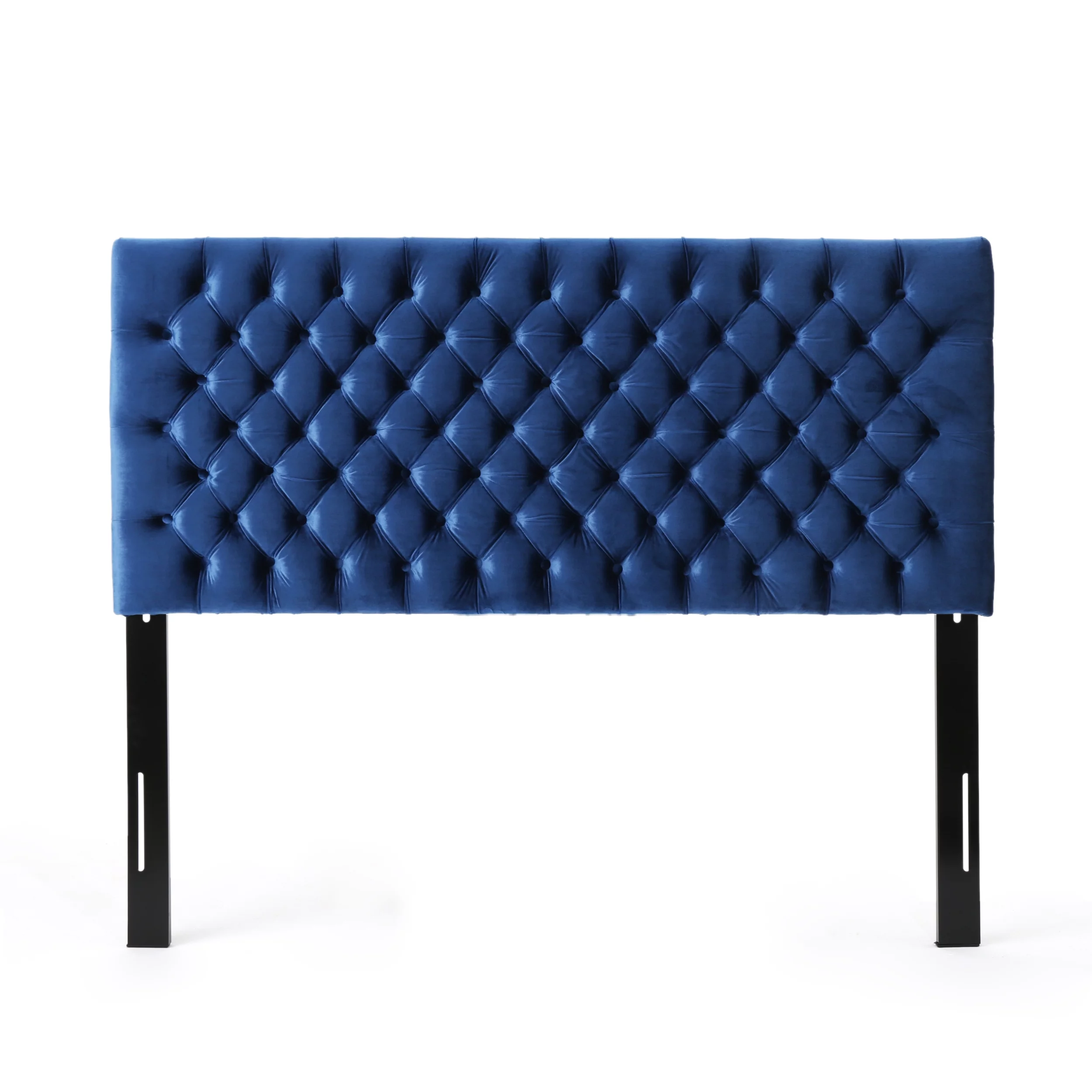 GDF Studio Classic Tufted Adjustable Velvet Headboard, Full/Queen, Navy Blue