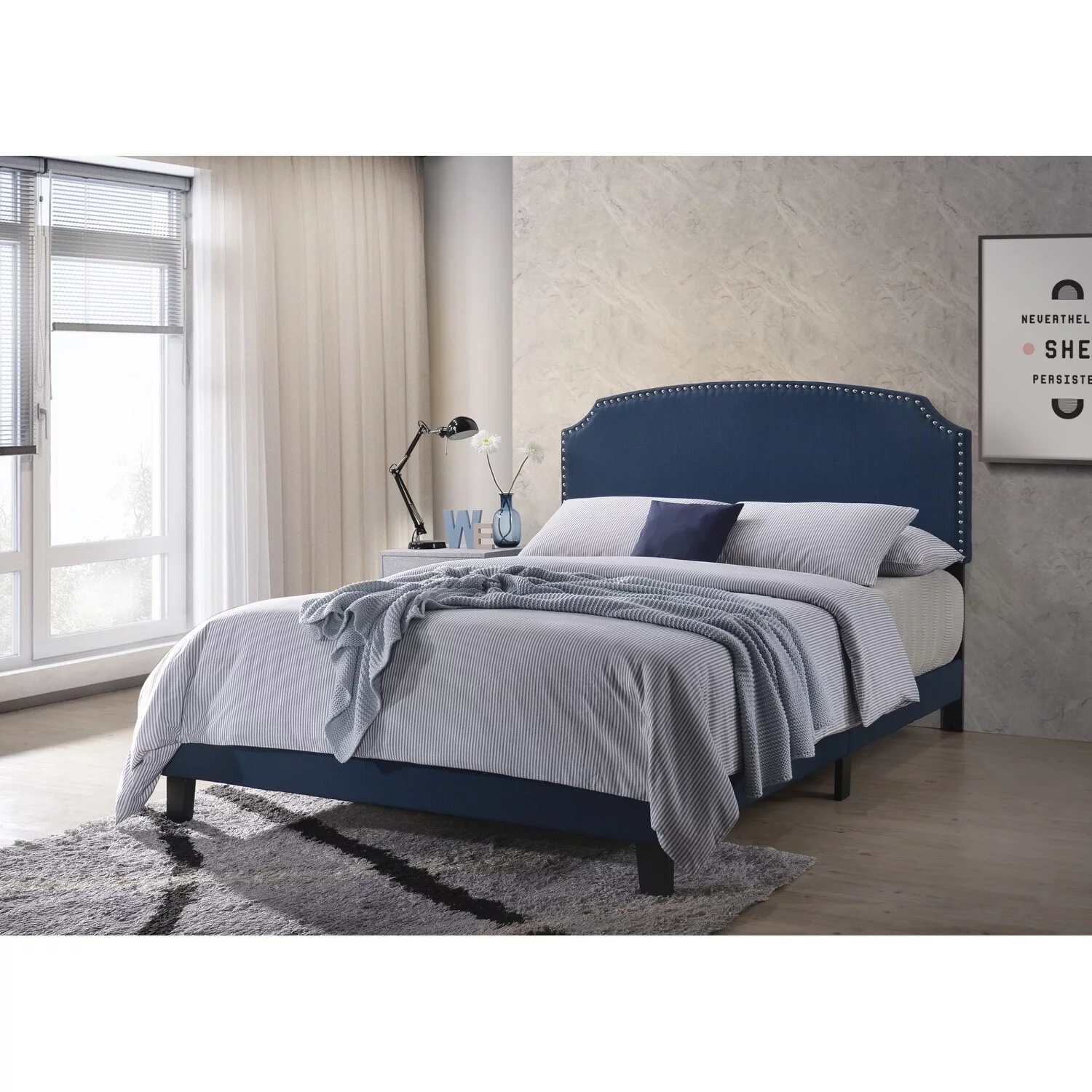 Copper Grove  Alfortville Upholstered Panel Bed Grey Full