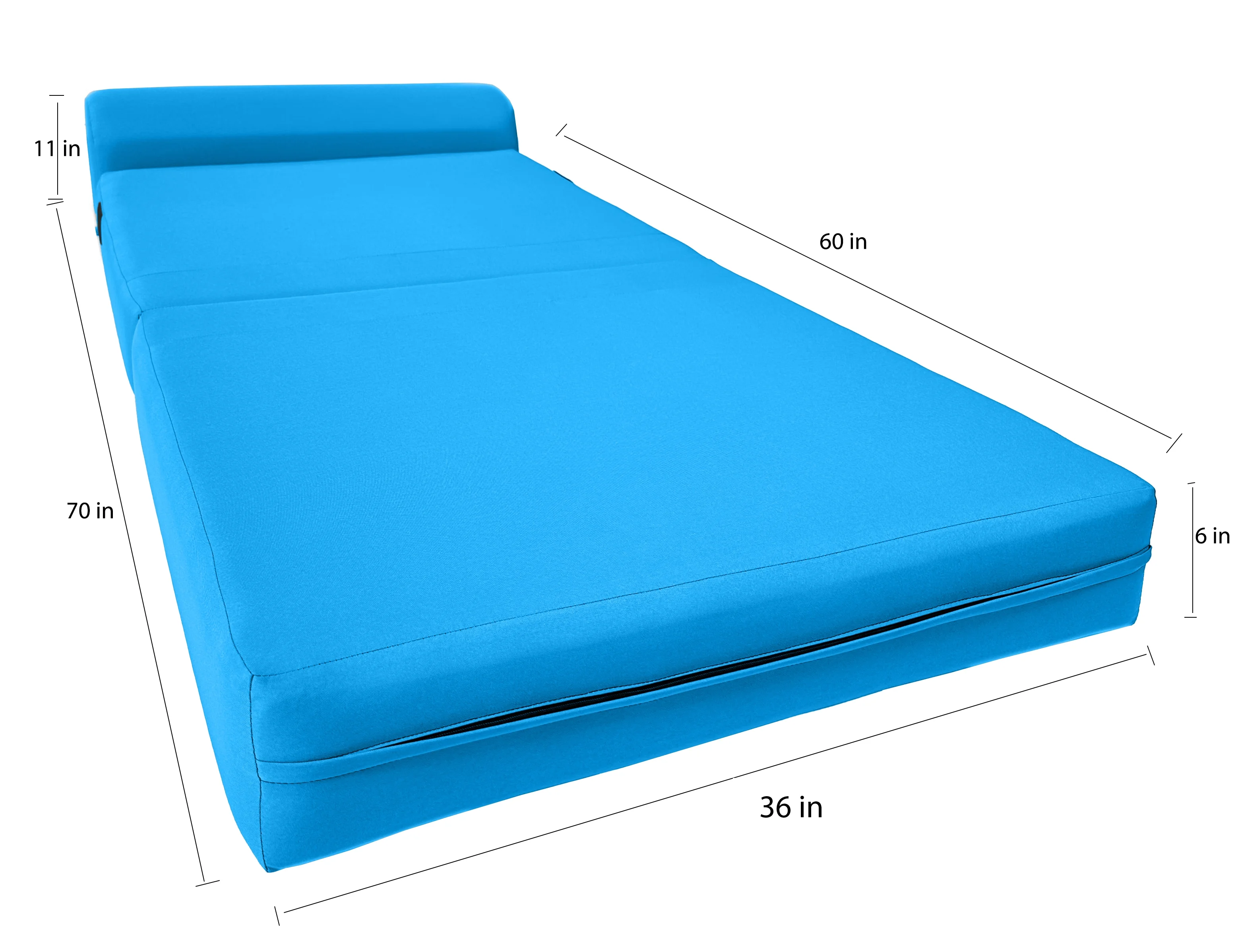 Turquoise Sleeper Chair Folding Foam Beds, Portable Studio Sofa Guest Bed, 6 x 36 x 70