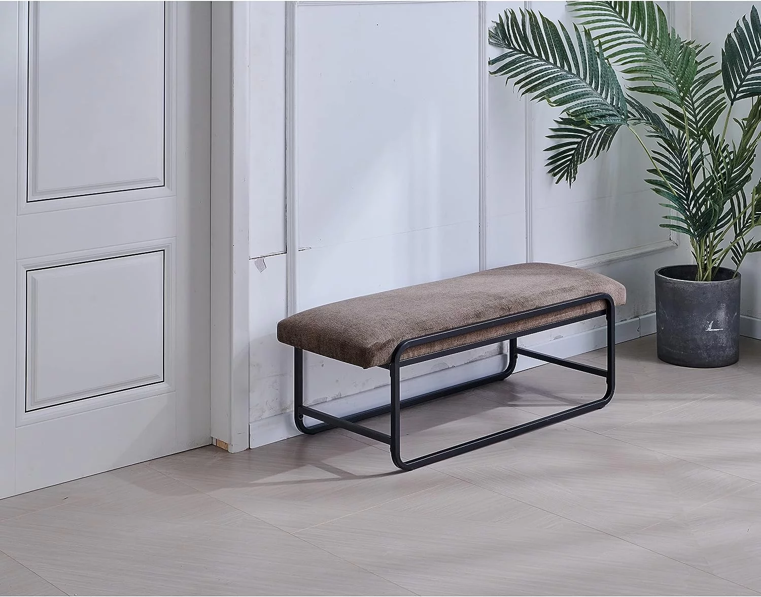 Nathaniel Home Upholstered Bedroom Benches, 60 inch Kids Ottoman Vegan Leather Footrest Stool, Accent Bench for Entryway Bedroom End of Bed, Brown