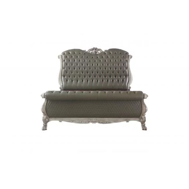 Acme Furniture Dresden Eastern King Bed, Vintage Bone White & PU